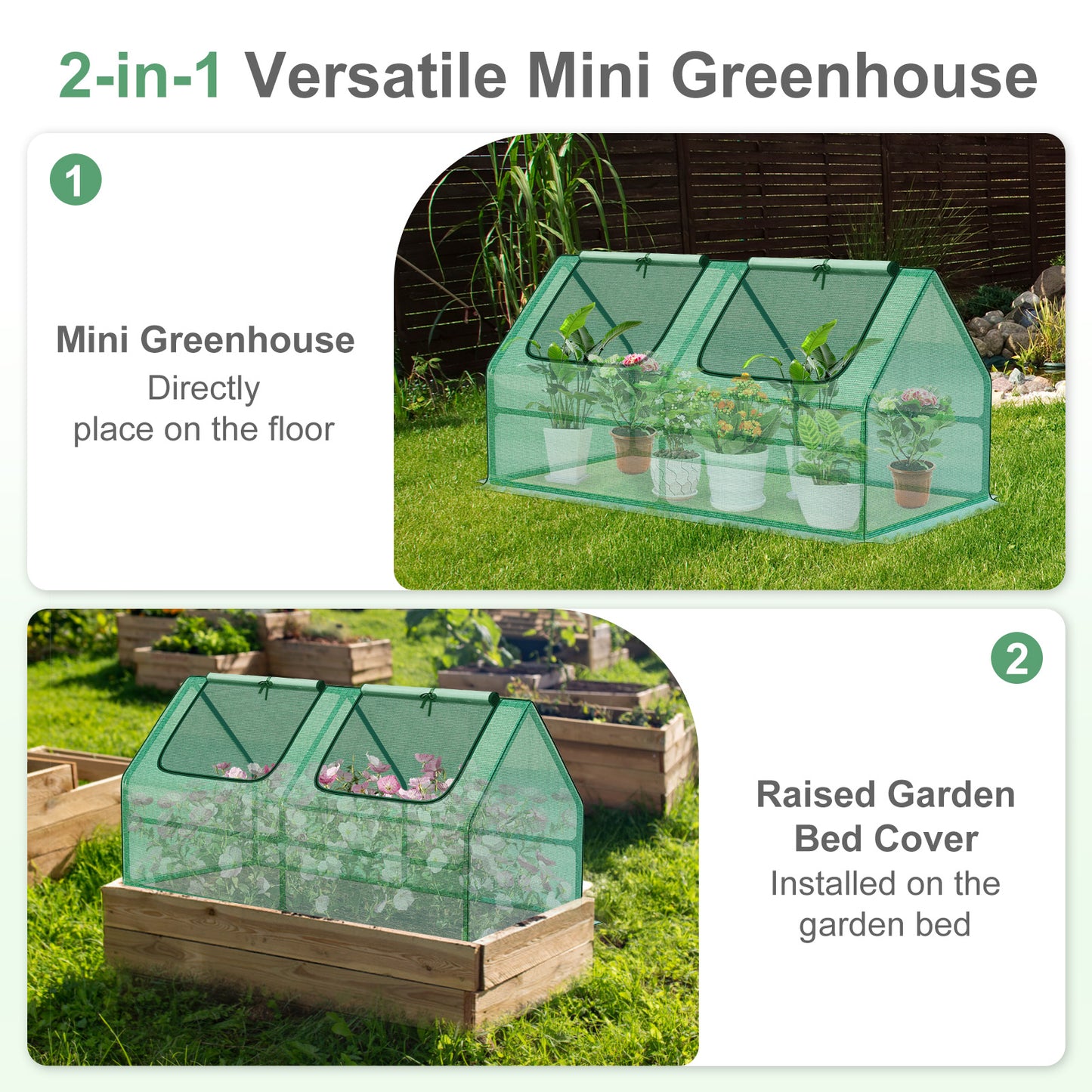 4x2x2 ft. Mini Greenhouse with Zipper Doors, Water Resistant & UV Protected