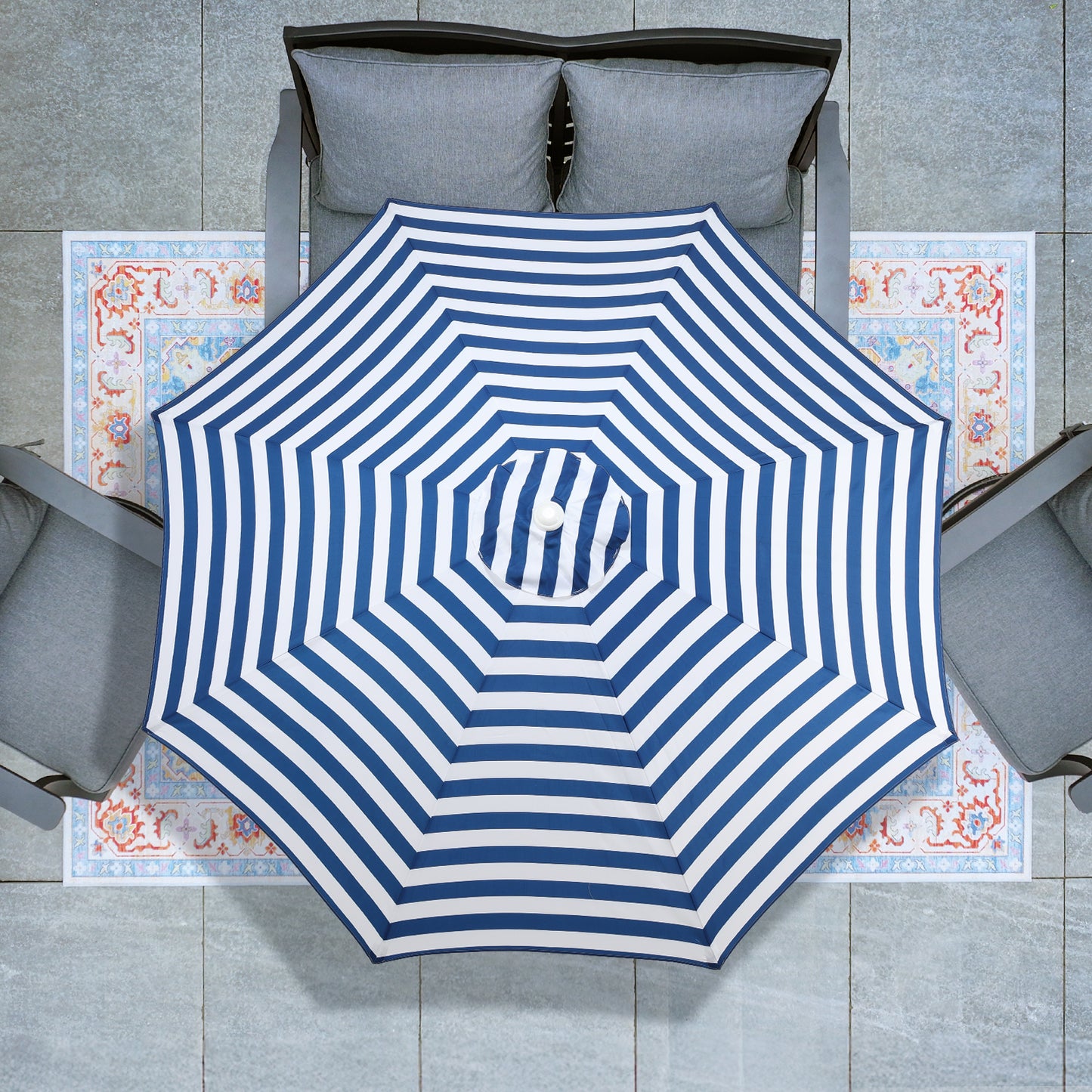 9 ft. Outdoor Patio Market Umbrella Aluminum Frame with Push Button Tilt Crank and 8 Steel Ribs Aoodor