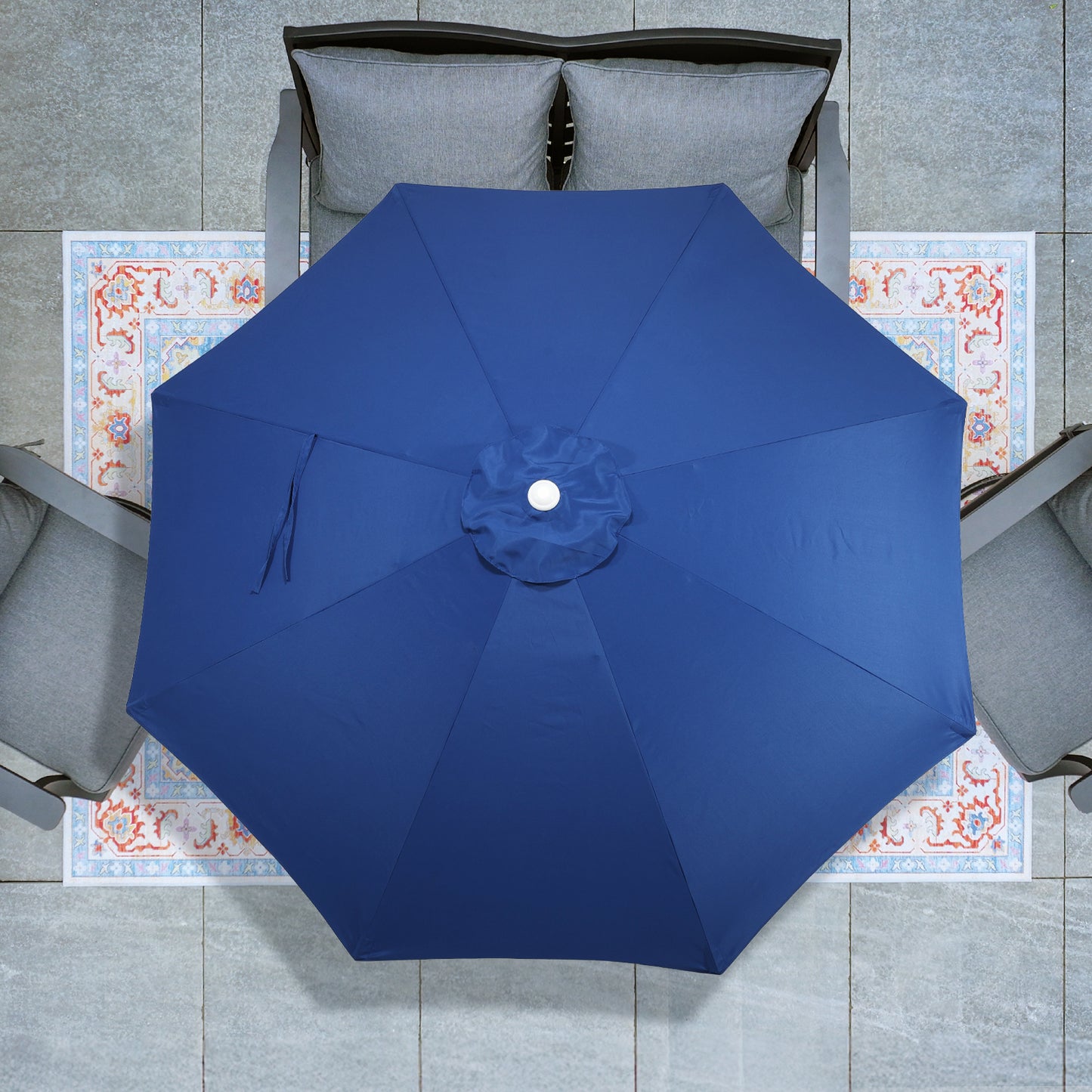 9 ft. Outdoor Patio Market Umbrella Aluminum Frame with Push Button Tilt Crank and 8 Steel Ribs