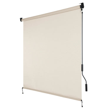 Aoodor 5% Openness Cordless Solar Fabric Roller Sun Shade for Outdoor Gazebo Pergola Porch, 95% UV Protection Beige