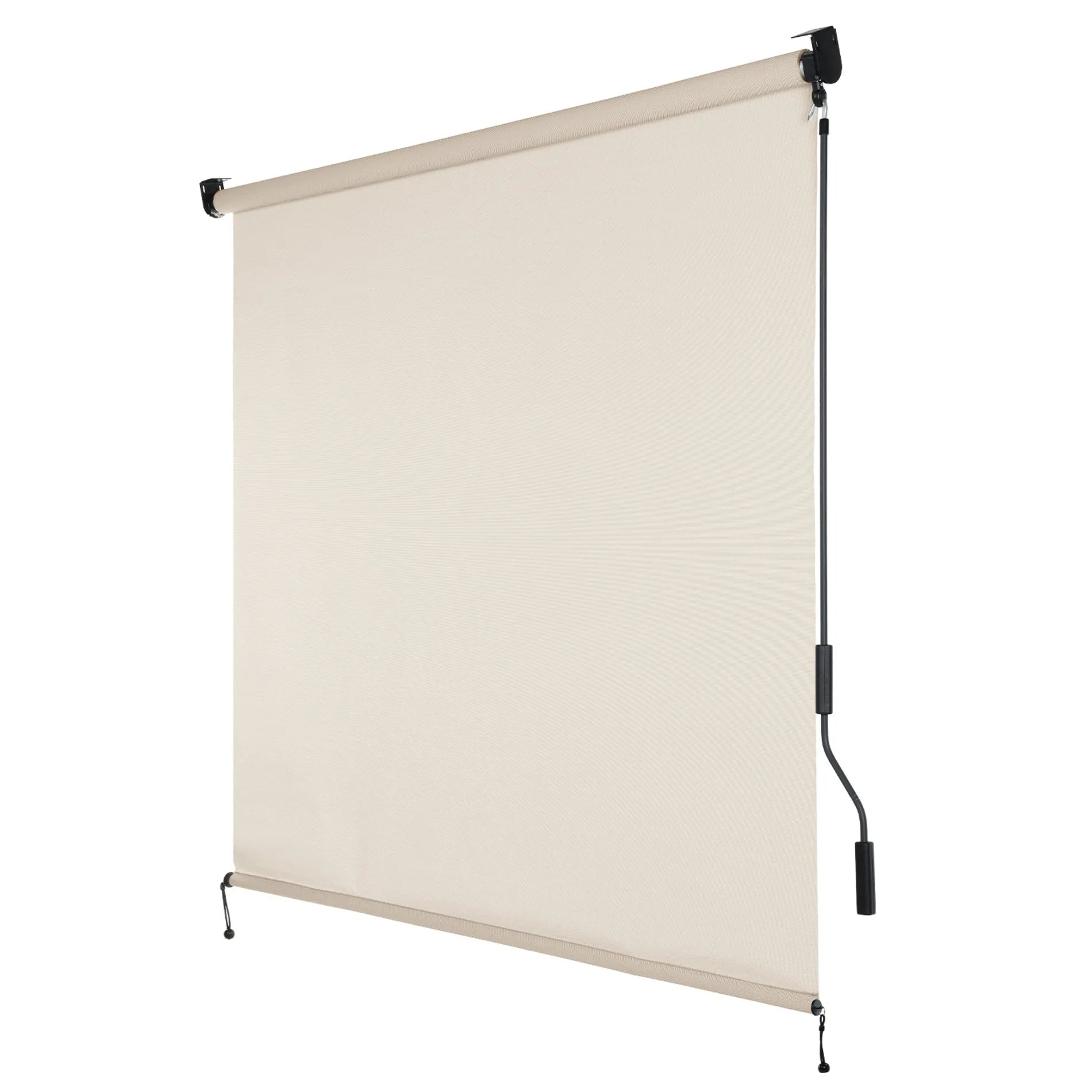 Aoodor 5% Openness Cordless Solar Fabric Roller Sun Shade for Outdoor Gazebo Pergola Porch, 95% UV Protection Beige