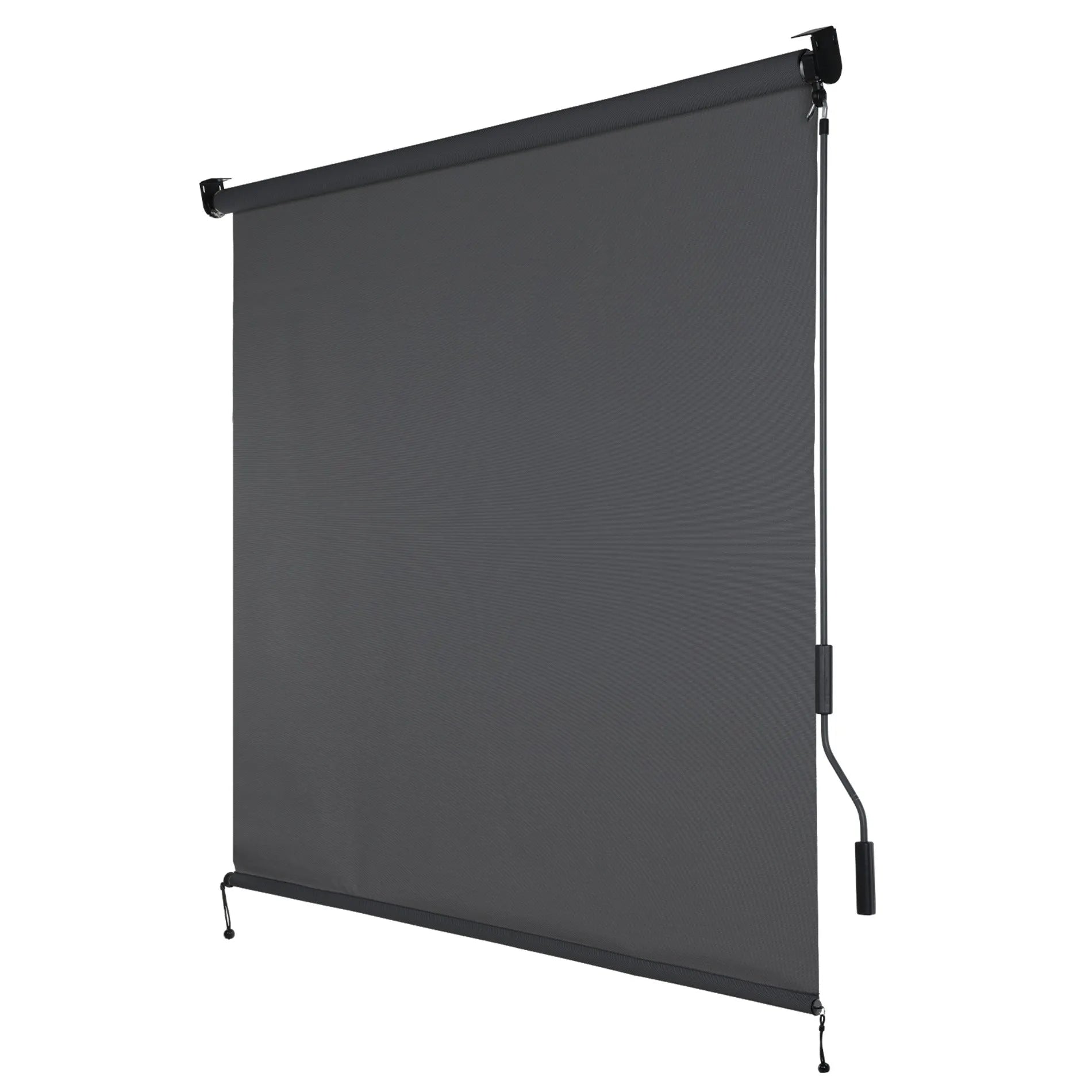 Aoodor 5% Openness Cordless Solar Fabric Roller Sun Shade for Outdoor Gazebo Pergola Porch, 95% UV Protection Gray