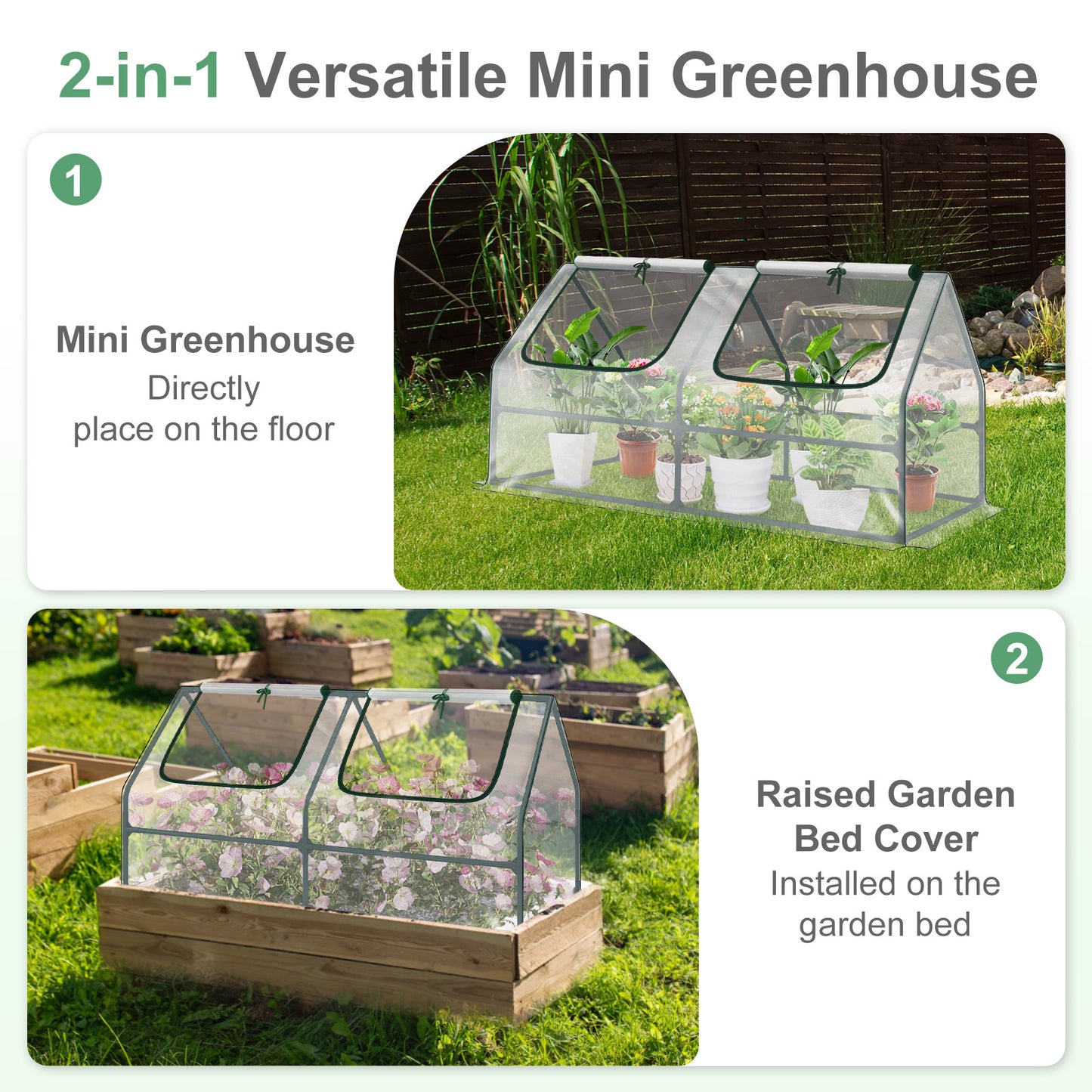 4x2x2 ft. Mini Greenhouse with Zipper Doors, Water Resistant & UV Protected