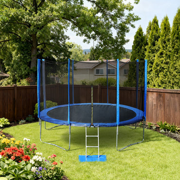 Outdoor Trampoline, Recreational Trampoline with Enclosure Outer-Safety Net and Ladder for Kids