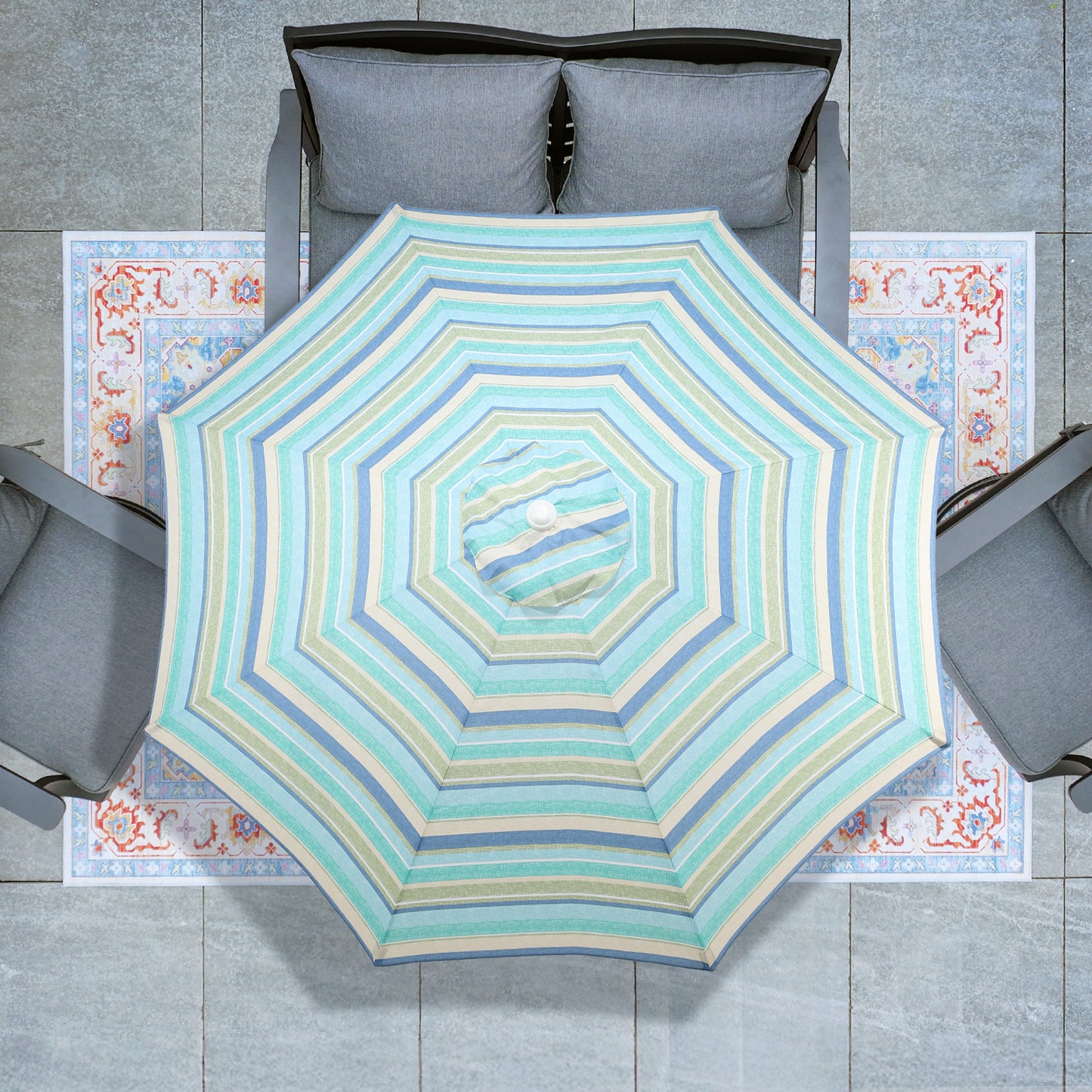 9 ft. Outdoor Patio Market Umbrella Aluminum Frame with Push Button Tilt Crank and 8 Steel Ribs Aoodor