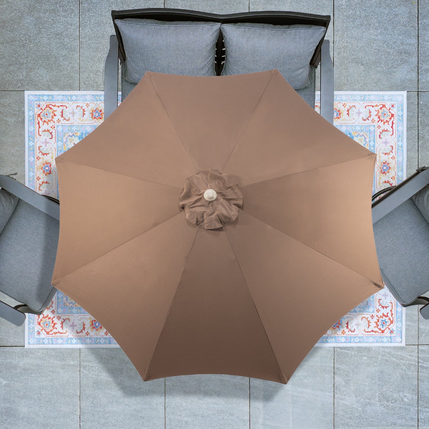 9 ft. Outdoor Patio Market Umbrella Aluminum Frame with Push Button Tilt Crank and 8 Steel Ribs Aoodor