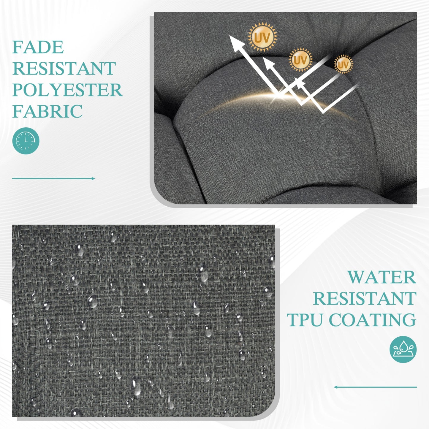 19x19x5 Inch Tufted Outdoor Chair Cushions, Water and Fade Resistant Polyester Dining Chair Pads with Ties - Dark Gray Aoodor