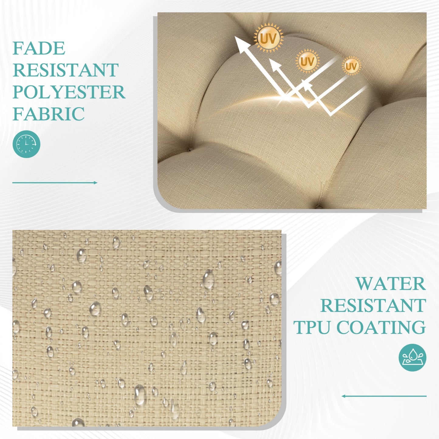 19x19x5 Inch Tufted Outdoor Chair Cushions, Water and Fade Resistant Polyester Dining Chair Pads with Ties - Khaki Aoodor