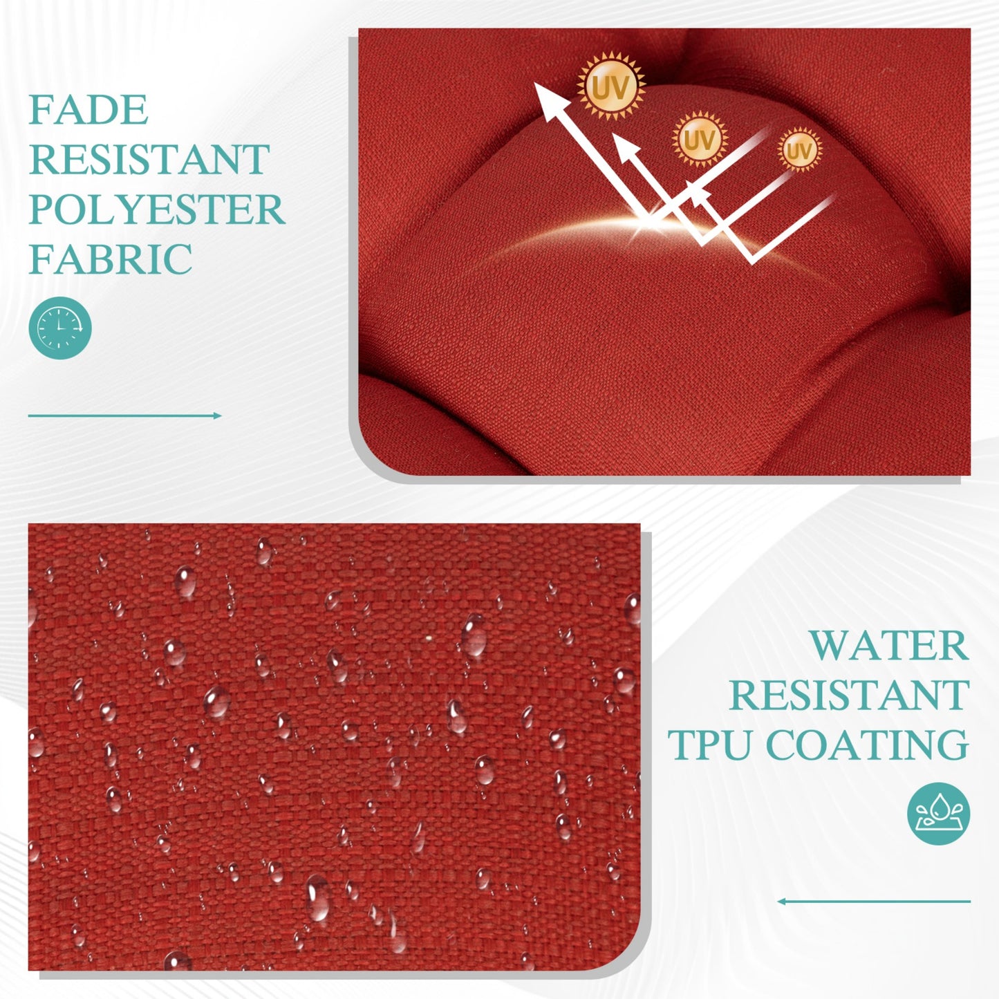 19x19x5 Inch Tufted Outdoor Chair Cushions, Water and Fade Resistant Polyester Dining Chair Pads with Ties - Red Aoodor
