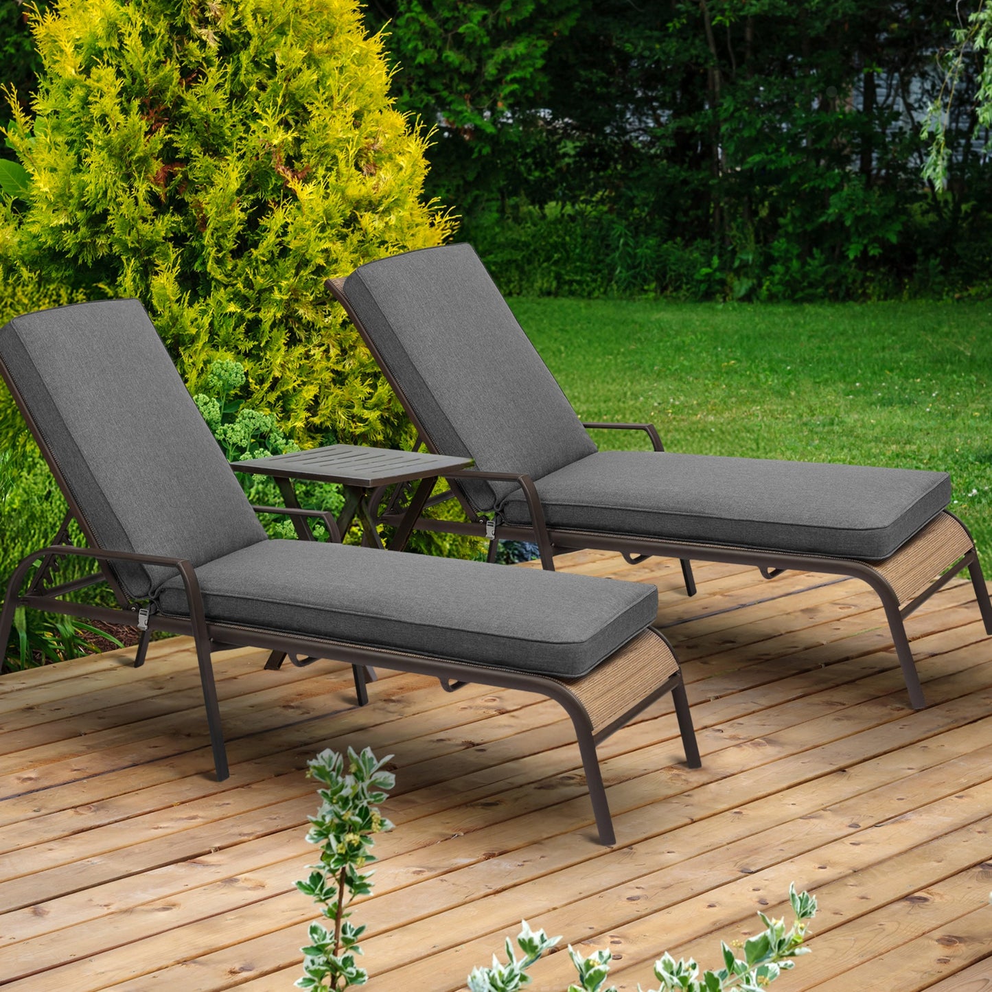 72x21x3 inch Patio Chaise Lounger Cushions Set of 2 - Charcoal