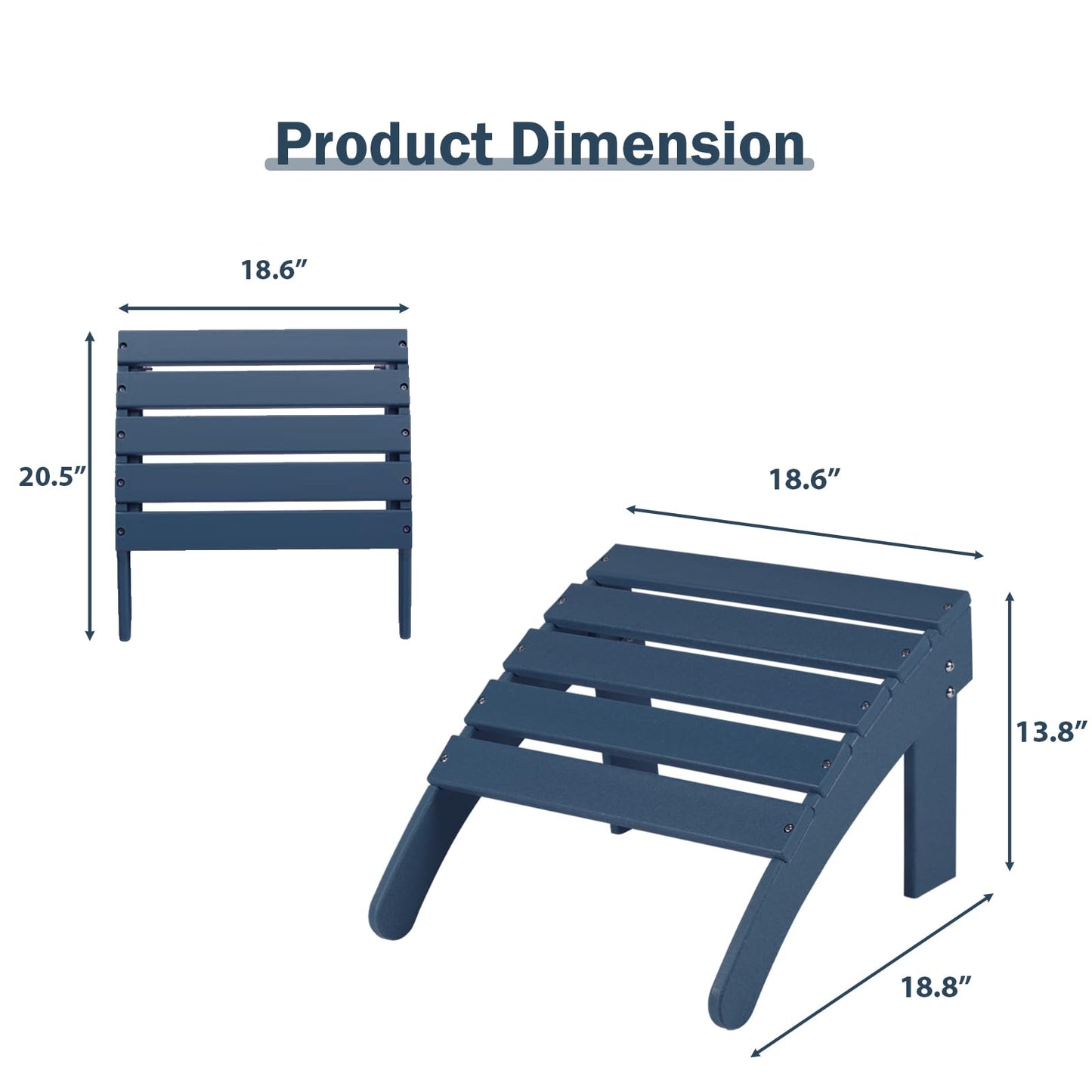 Outdoor Adirondack Ottoman, HDPE Adirondack Chair Ottoman