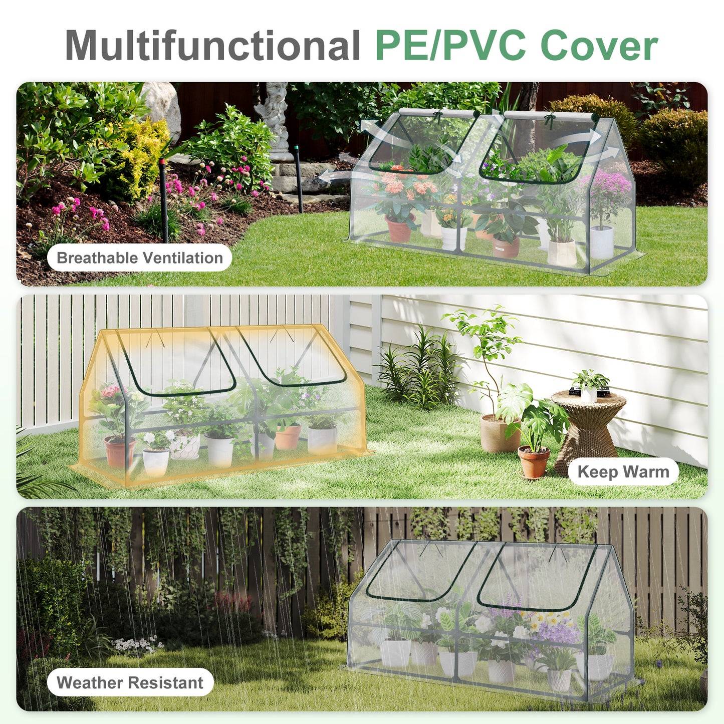 4x2x2 ft. Mini Greenhouse with Zipper Doors, Water Resistant & UV Protected