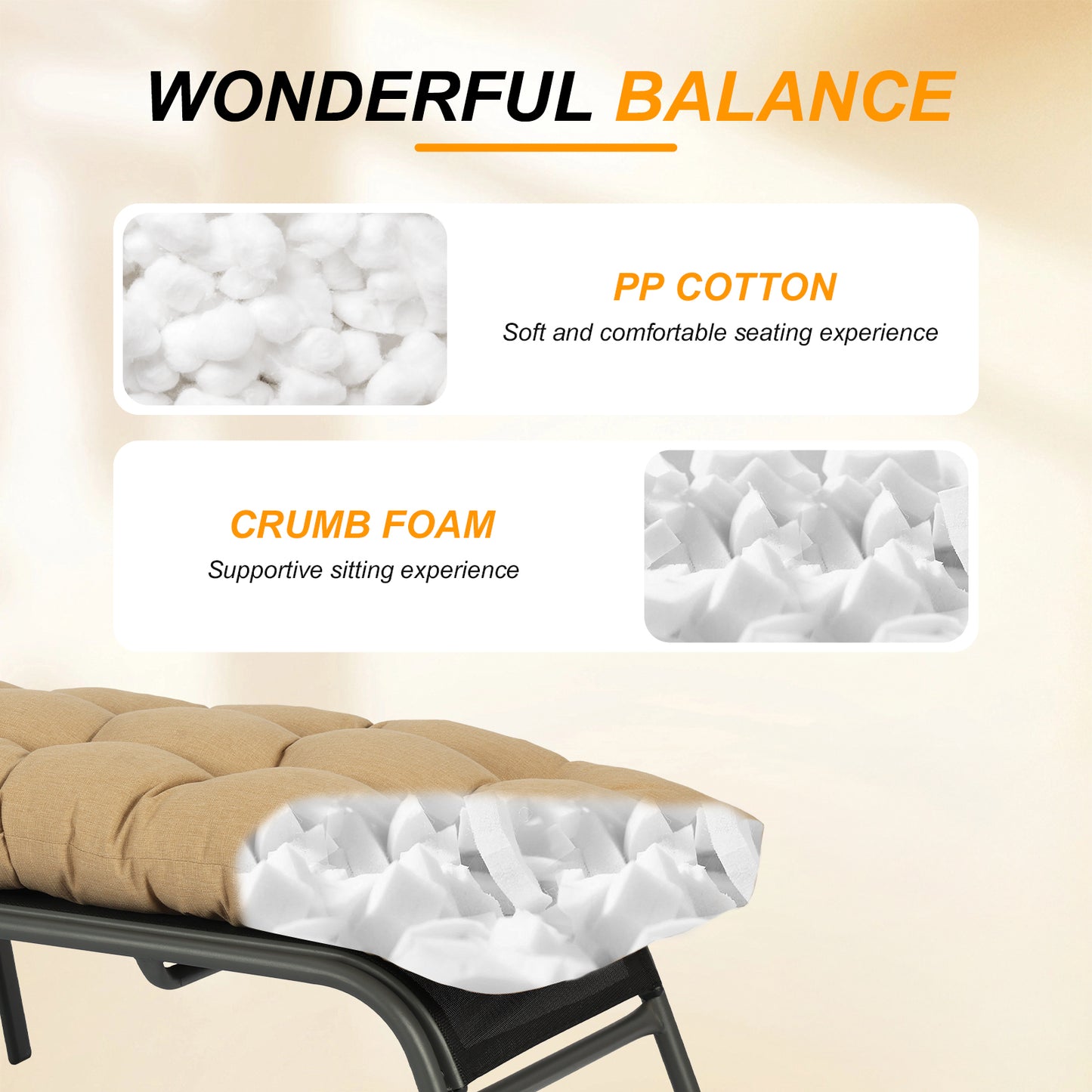 76"x22"x5.1" Polyester Tufted Chaise Lounge Cushion for Outdoor Wicker Chaise Lounge Use, 2 Packs - Brown Aoodor