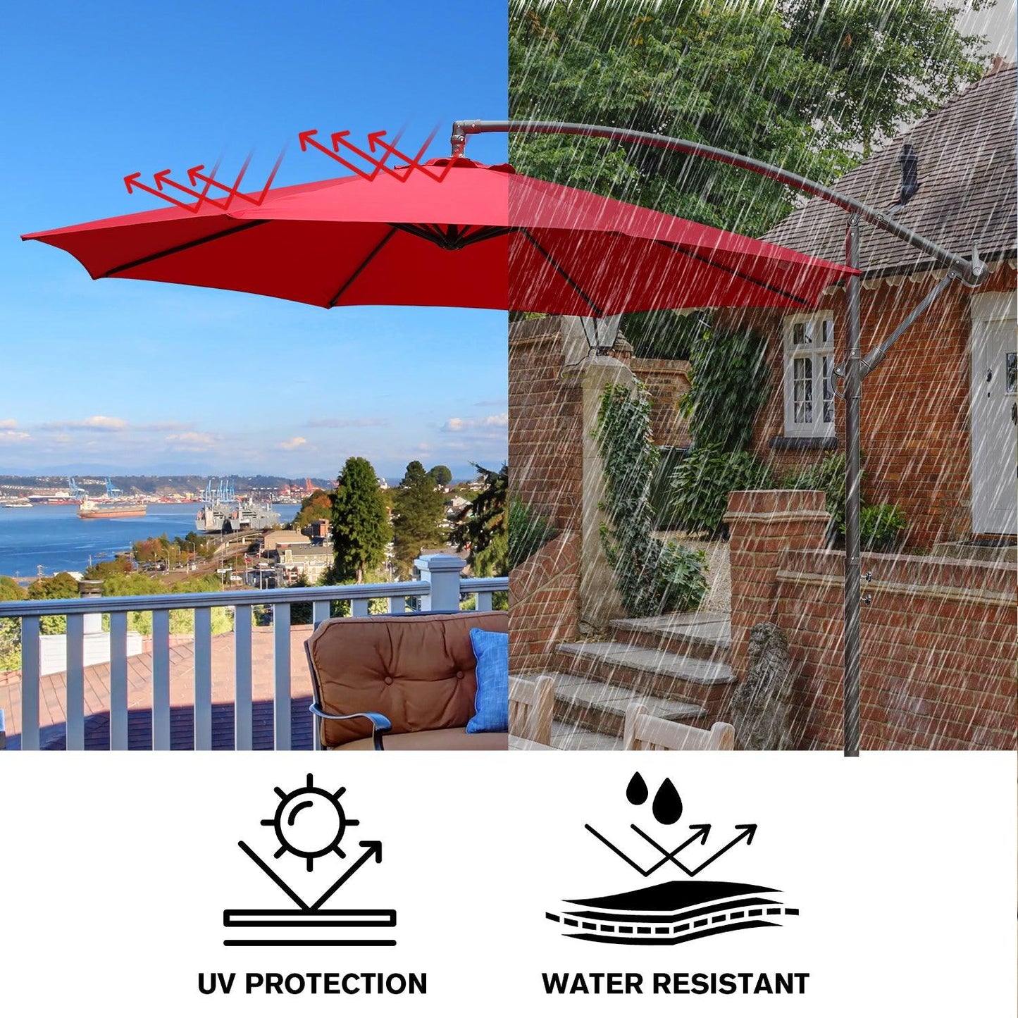 Offset Hanging Umbrella with Base Stand 10 Ft. Patio Umbrella Aoodor