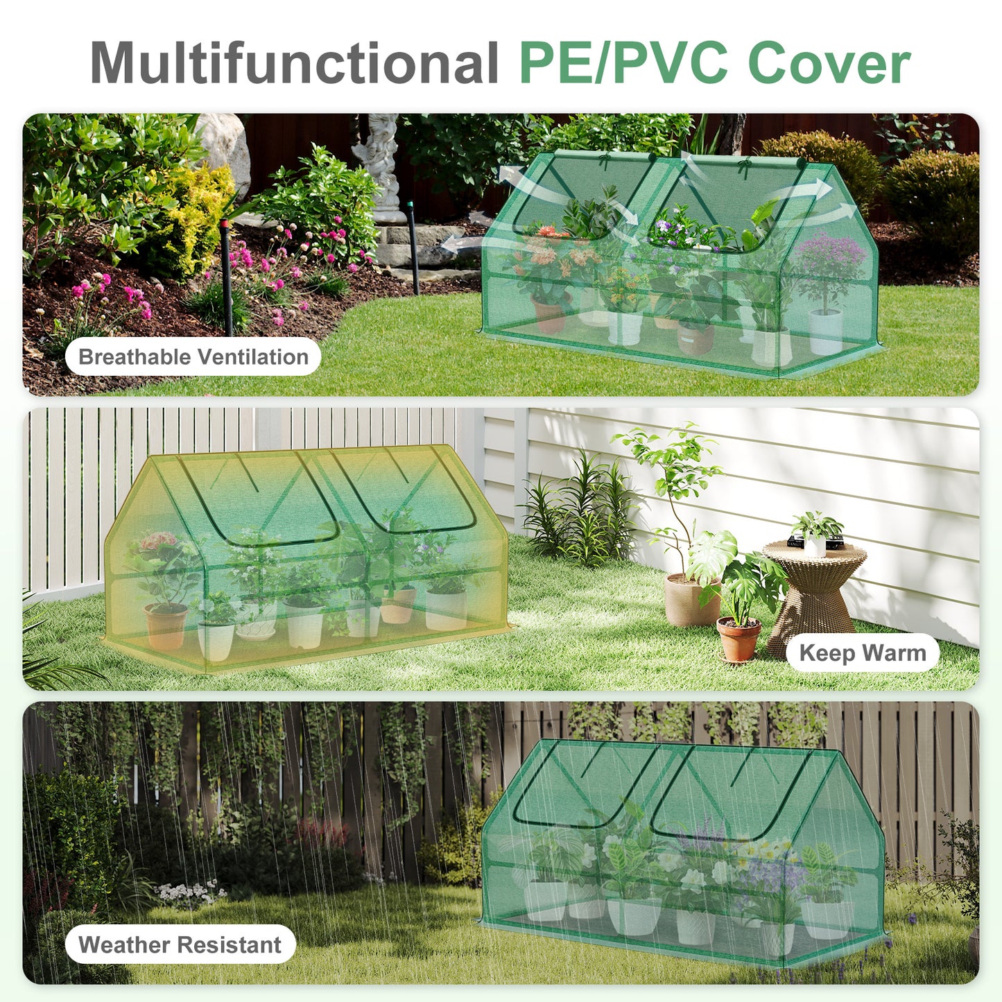 4x2x2 ft. Mini Greenhouse with Zipper Doors, Water Resistant & UV Protected
