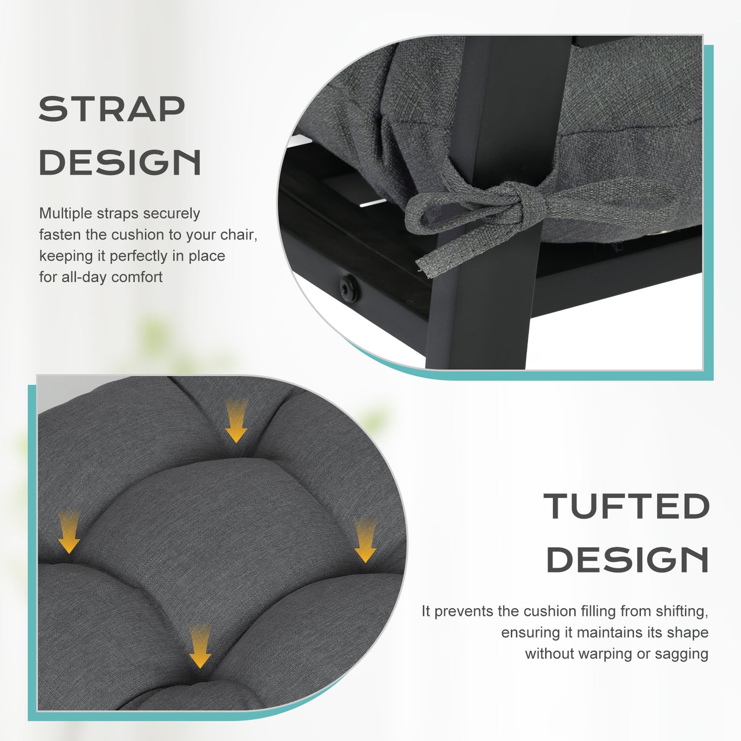 Tufted Outdoor High Back Rocking Chair Cushion Set of 2, Dark Grey