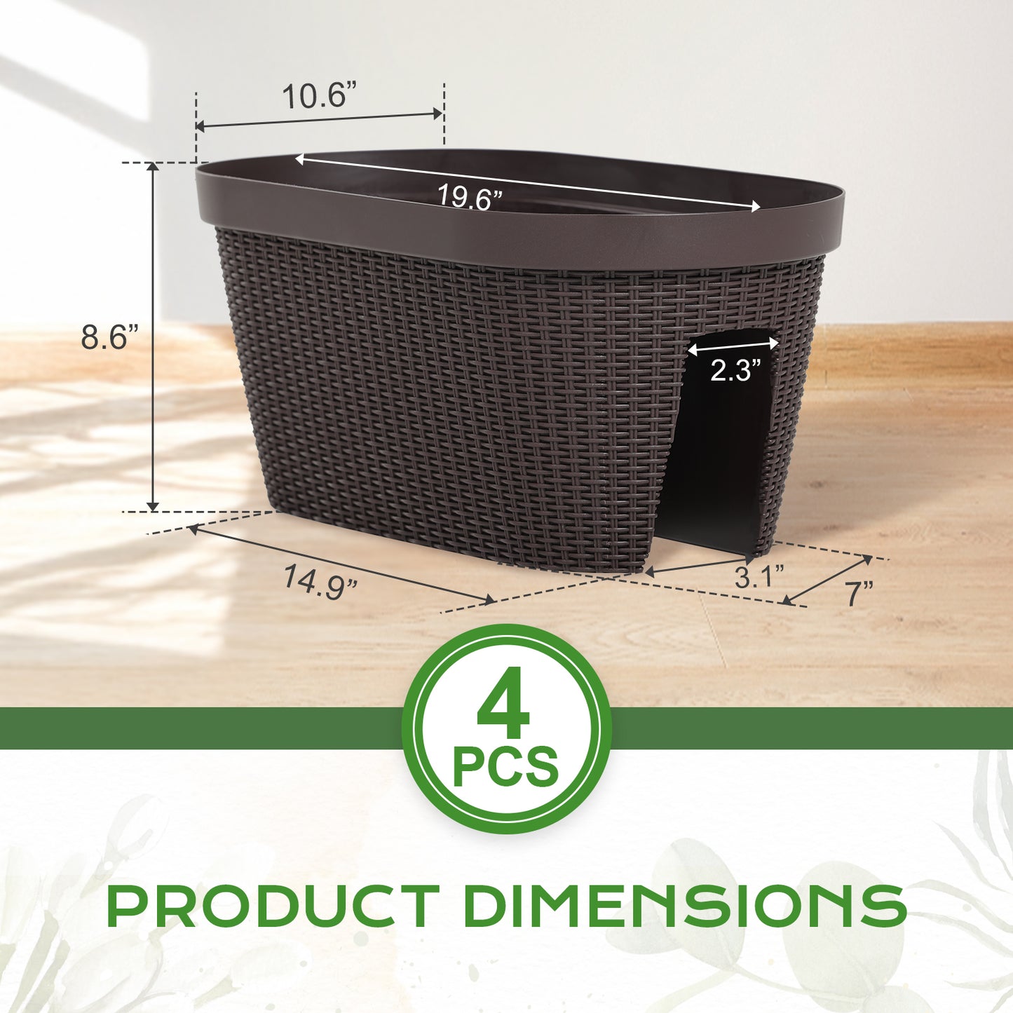 Aoodor Balcony Rattan Pattern Railing Planter Box with Drainage Holes and Adjustable Brackets