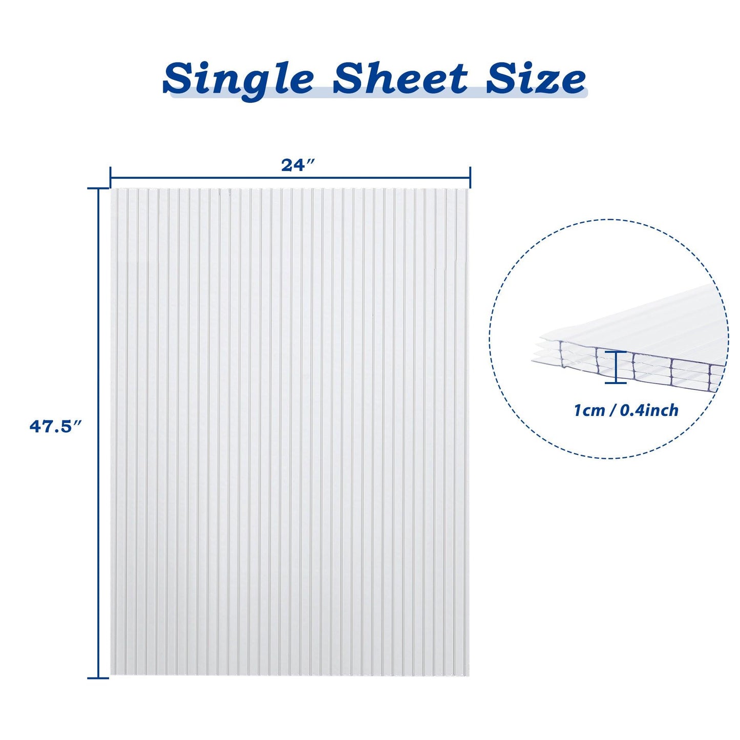 6 Pcs Polycarbonate Greenhouse Panels, Waterproof UV Protected Reinforced Sheets Aoodor