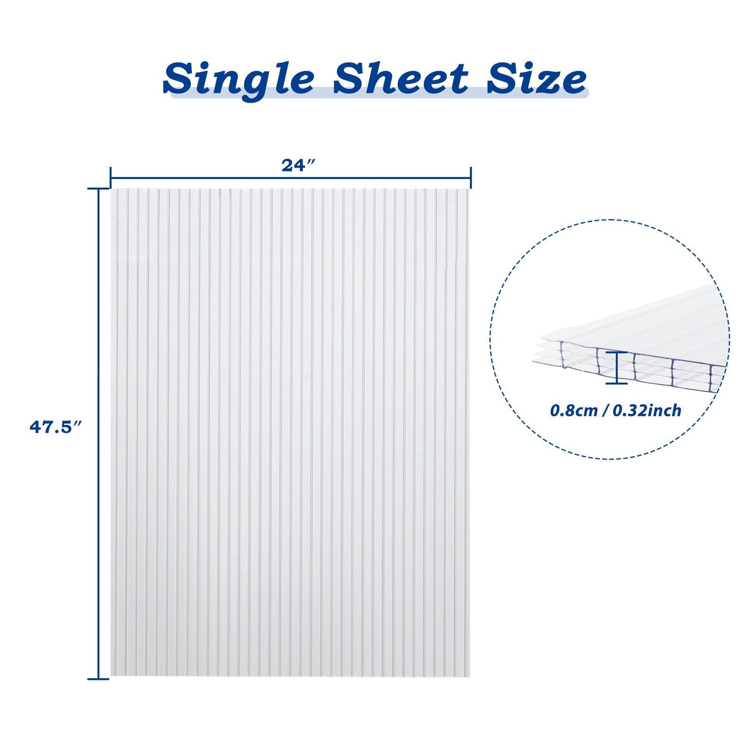 6 Pcs Polycarbonate Greenhouse Panels, Waterproof UV Protected Reinforced Sheets Aoodor