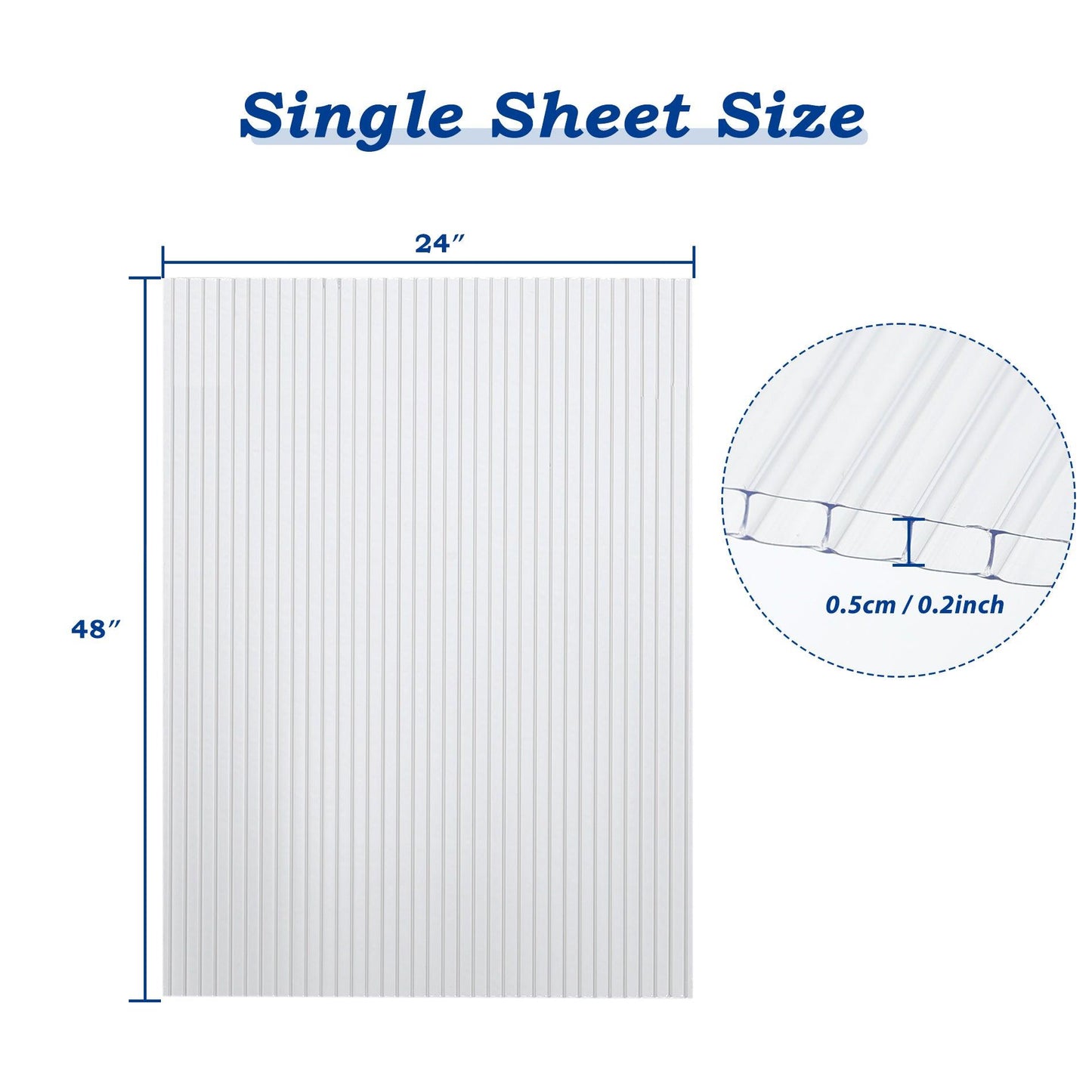 6 Pcs Polycarbonate Greenhouse Panels, Waterproof UV Protected Reinforced Sheets