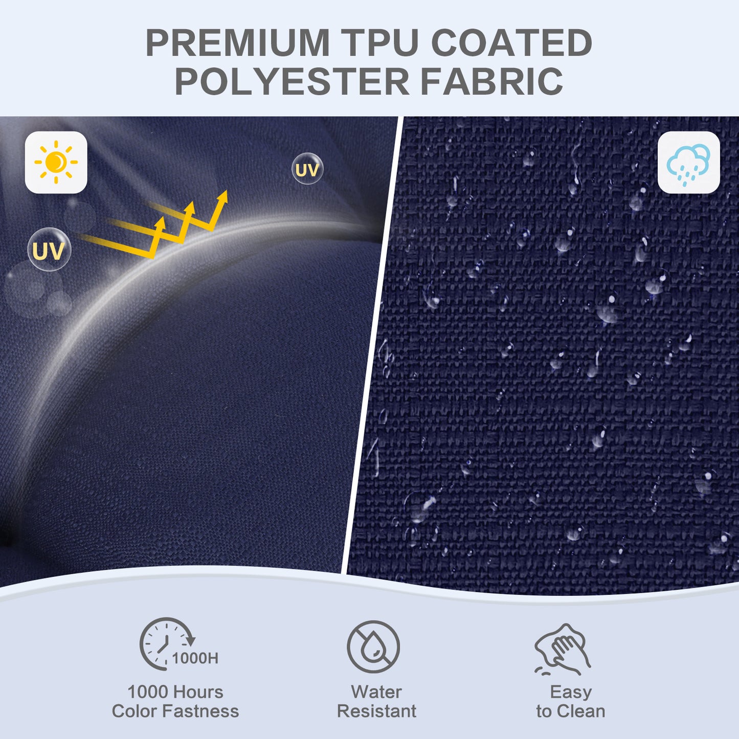 19x19x5 Inch Tufted Outdoor Chair Cushions, Water and Fade Resistant Polyester Dining Chair Pads with Ties - Dark Blue Aoodor