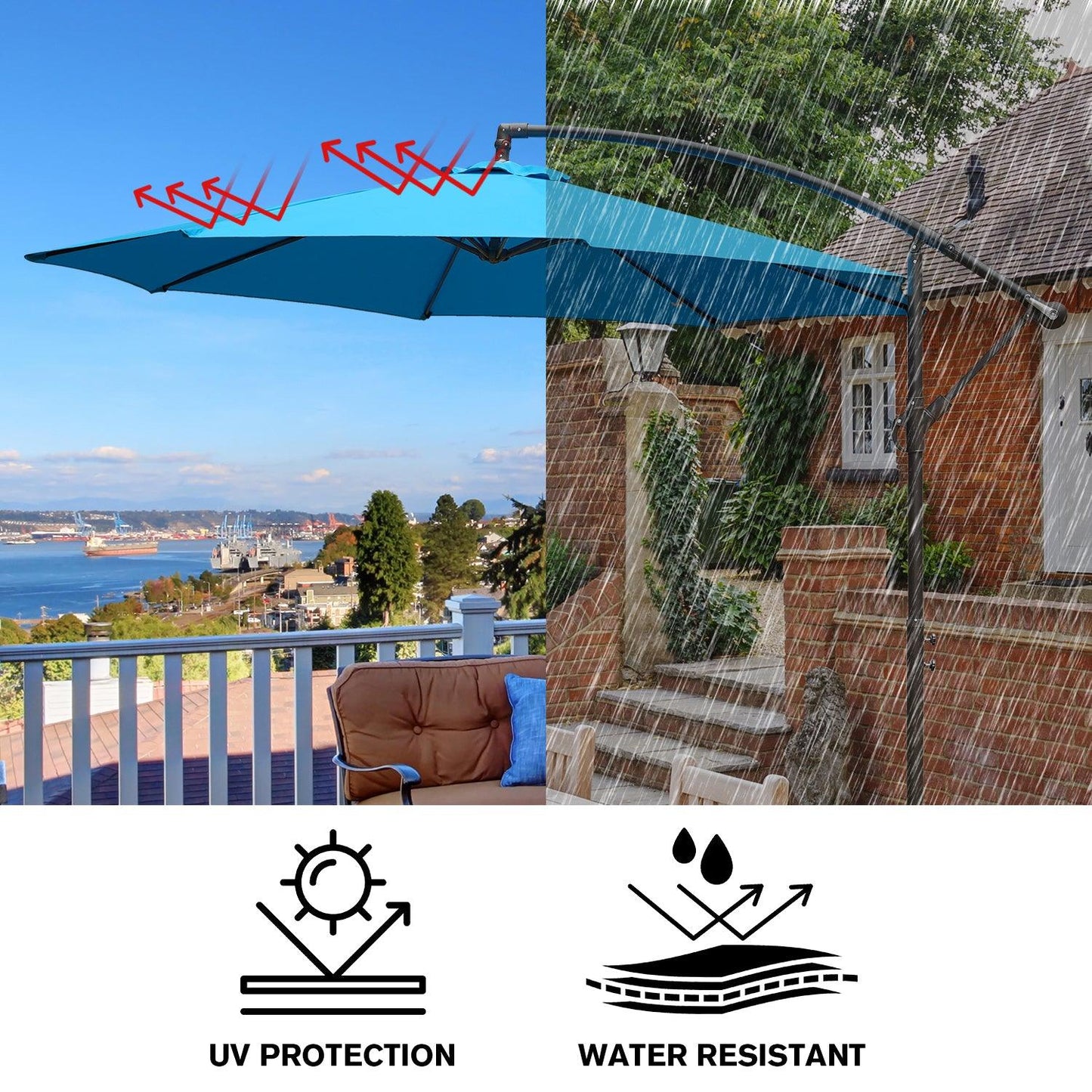 Offset Hanging Umbrella with Base Stand 10 Ft. Patio Umbrella Aoodor