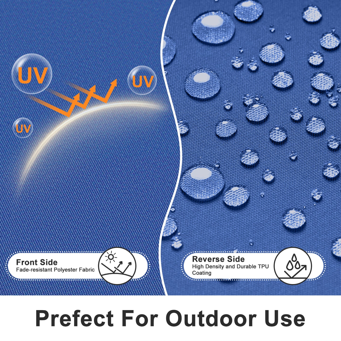 Outdoor Chair Cushion, Patio Seat Pad, Removable Cover with Hidden Zipper, Ties - Navy Blue