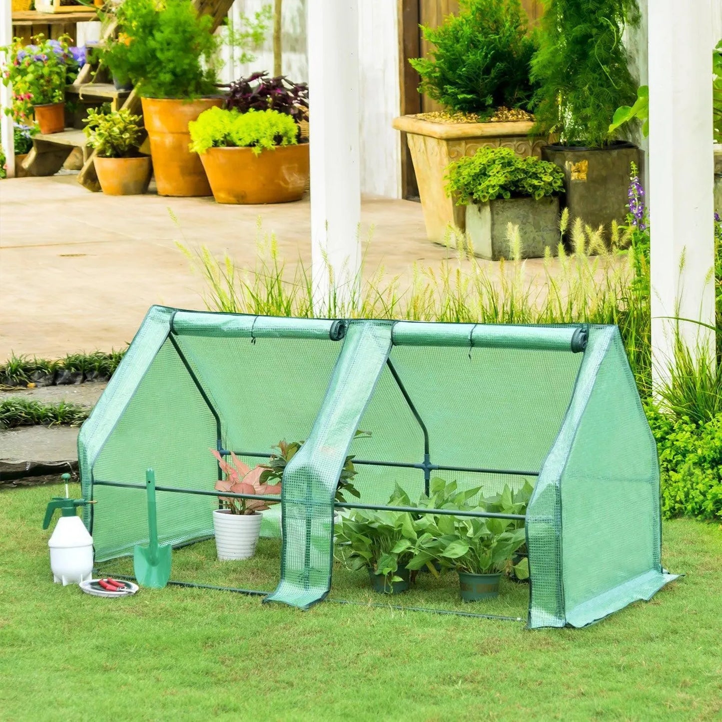6 ft. x 3 ft. x 3 ft. Mini Greenhouse with 2 Zipper Doors, Water Resistant UV Protected Aoodor