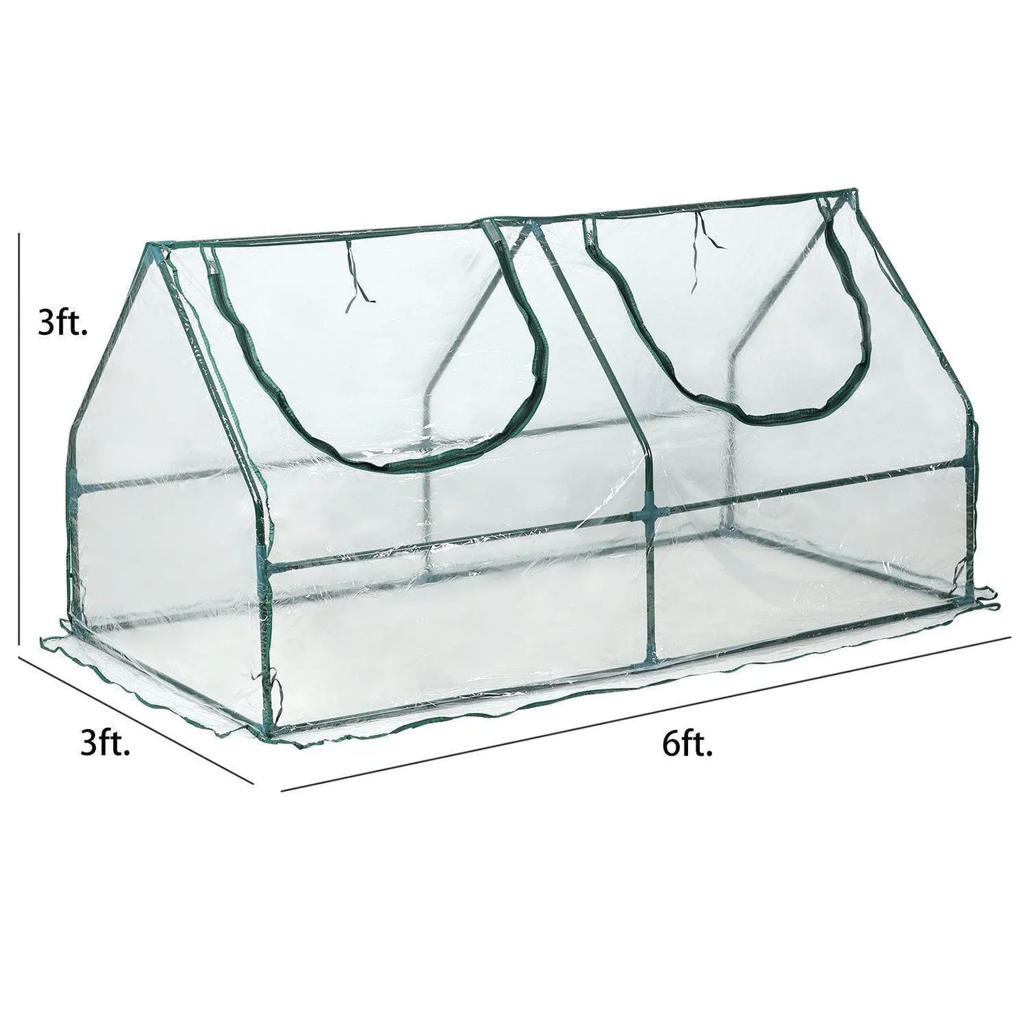 6 ft. x 3 ft. x 3 ft. Mini Greenhouse with 2 Zipper Doors, Water Resistant UV Protected Aoodor