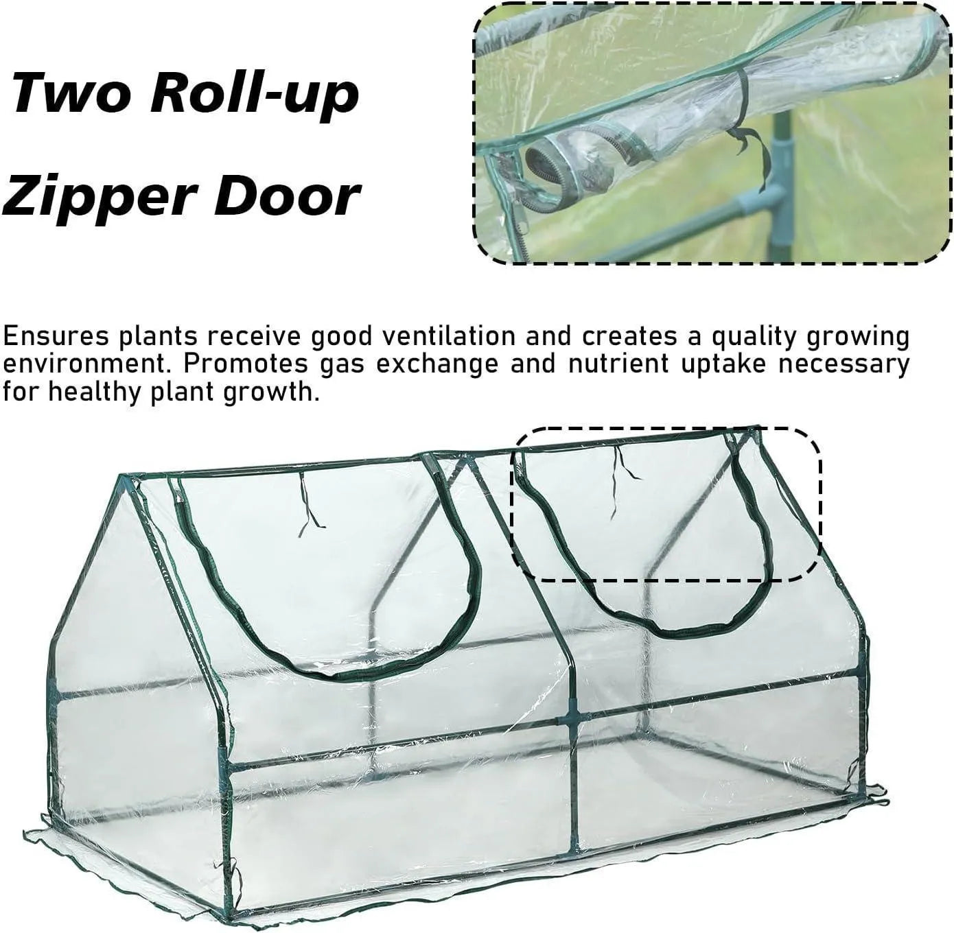 6 ft. x 3 ft. x 3 ft. Mini Greenhouse with 2 Zipper Doors, Water Resistant UV Protected Aoodor