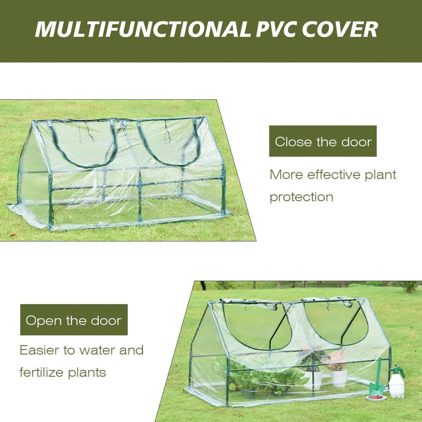 6 ft. x 3 ft. x 3 ft. Mini Greenhouse with 2 Zipper Doors, Water Resistant UV Protected Aoodor