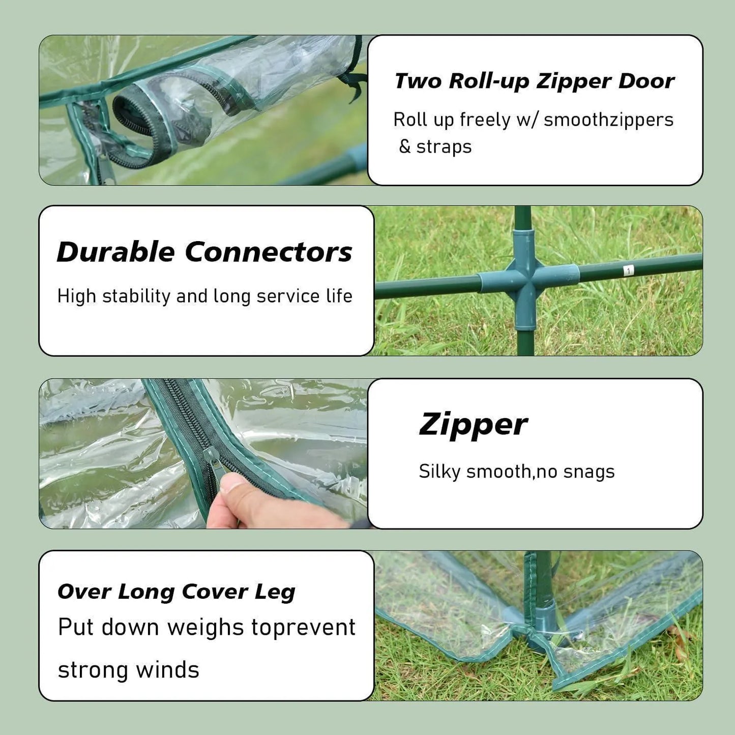 6 ft. x 3 ft. x 3 ft. Mini Greenhouse with 2 Zipper Doors, Water Resistant UV Protected Aoodor