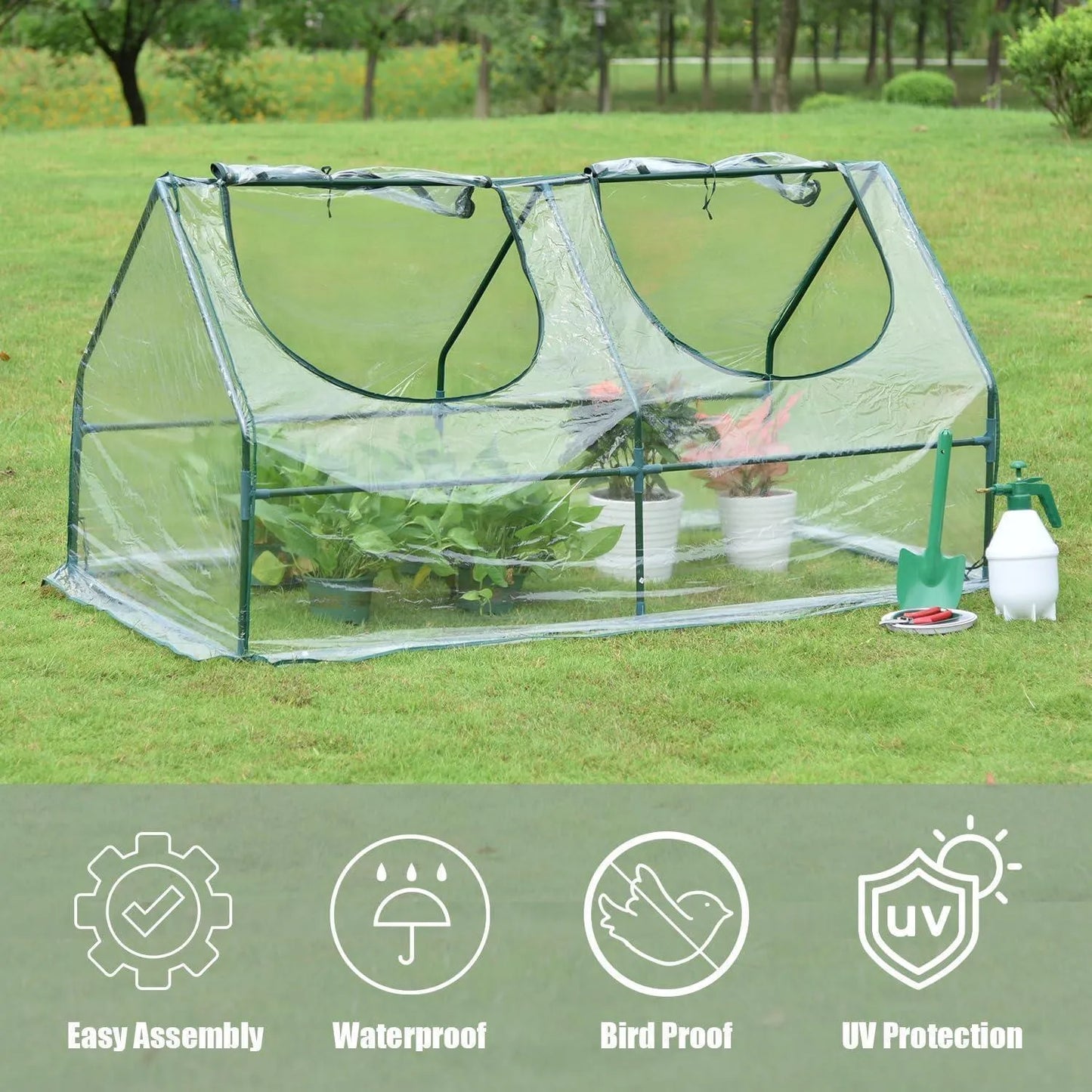 6 ft. x 3 ft. x 3 ft. Mini Greenhouse with 2 Zipper Doors, Water Resistant UV Protected Aoodor