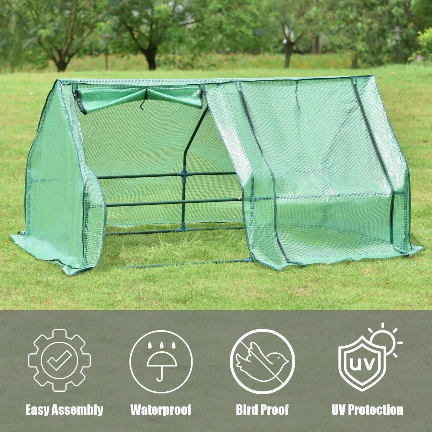 6 ft. x 3 ft. x 3 ft. Mini Greenhouse with 2 Zipper Doors, Water Resistant UV Protected Aoodor