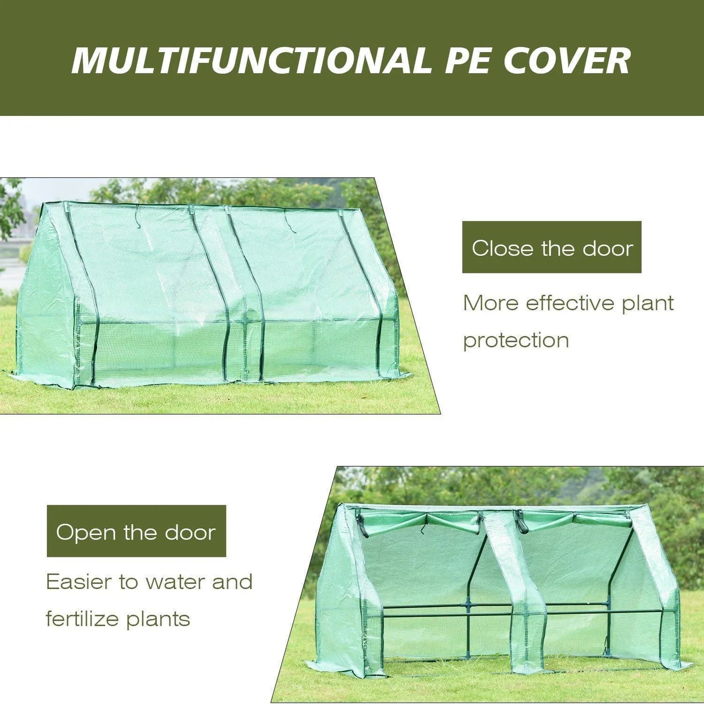 6 ft. x 3 ft. x 3 ft. Mini Greenhouse with 2 Zipper Doors, Water Resistant UV Protected Aoodor