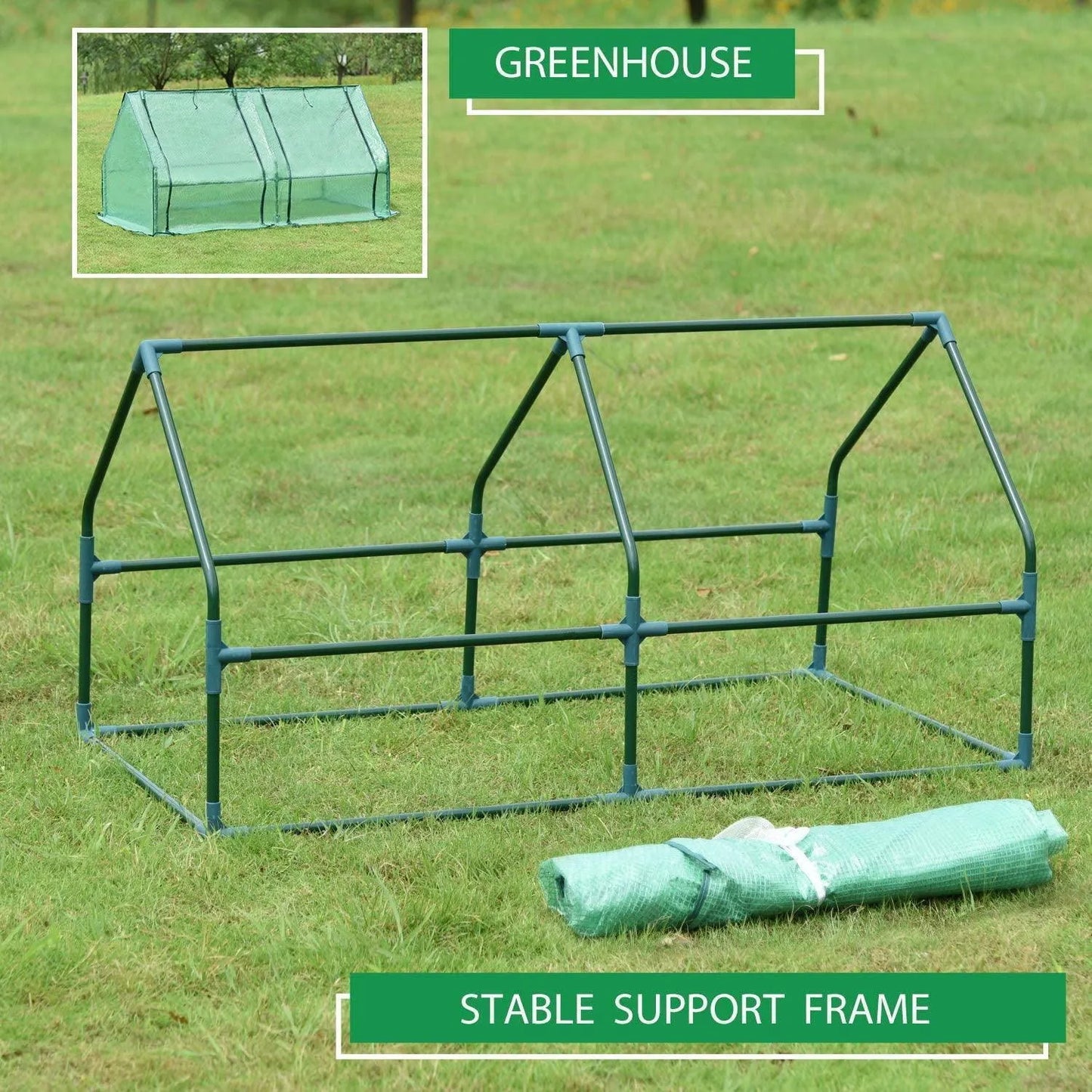 6 ft. x 3 ft. x 3 ft. Mini Greenhouse with 2 Zipper Doors, Water Resistant UV Protected Aoodor