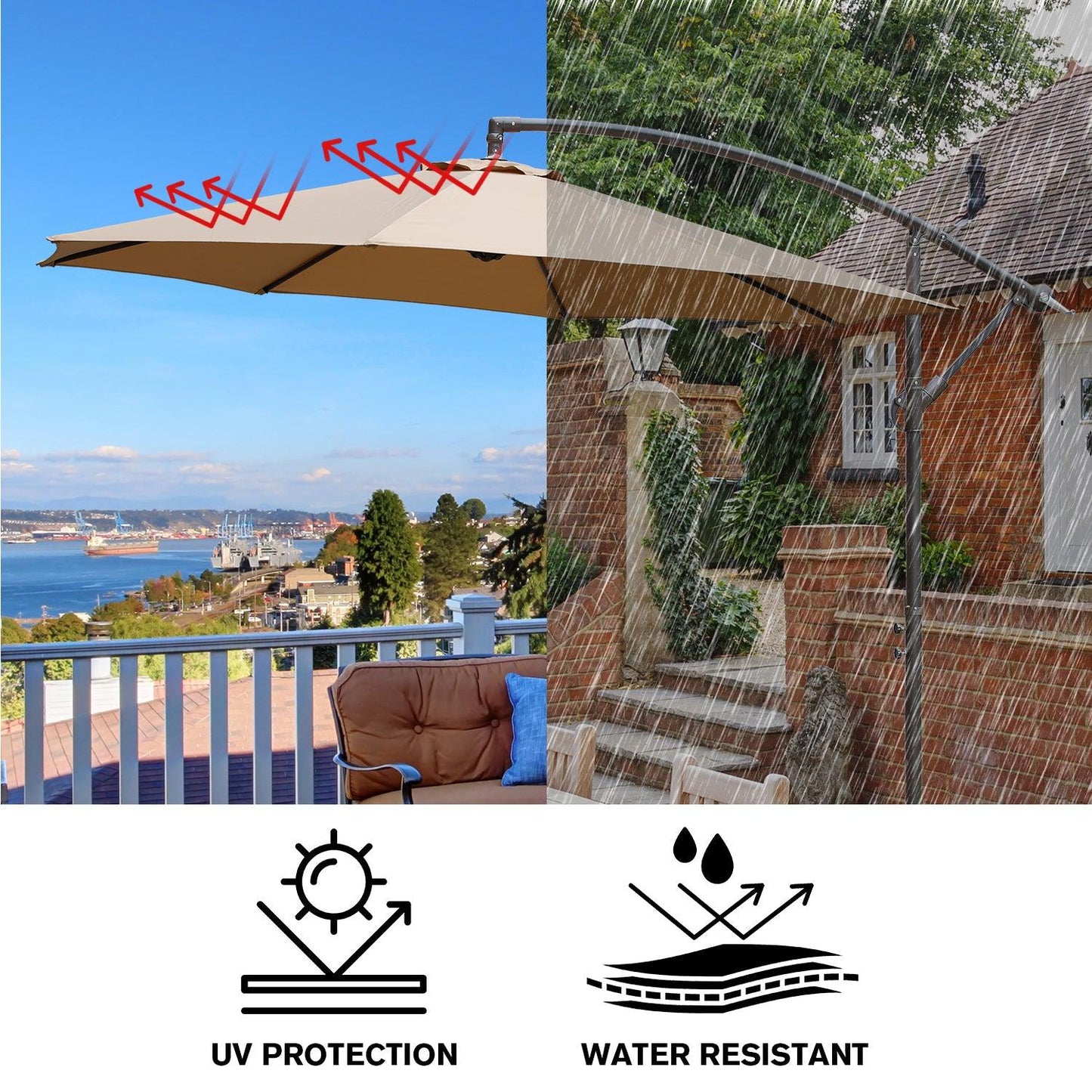 Offset Hanging Umbrella with Base Stand 10 Ft. Patio Umbrella Aoodor