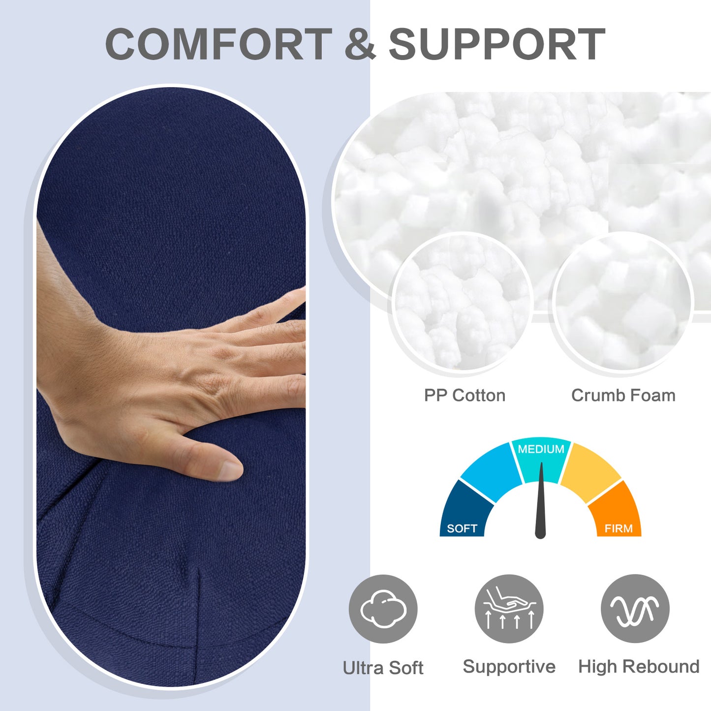19x19x5 Inch Tufted Outdoor Chair Cushions, Water and Fade Resistant Polyester Dining Chair Pads with Ties - Dark Blue Aoodor