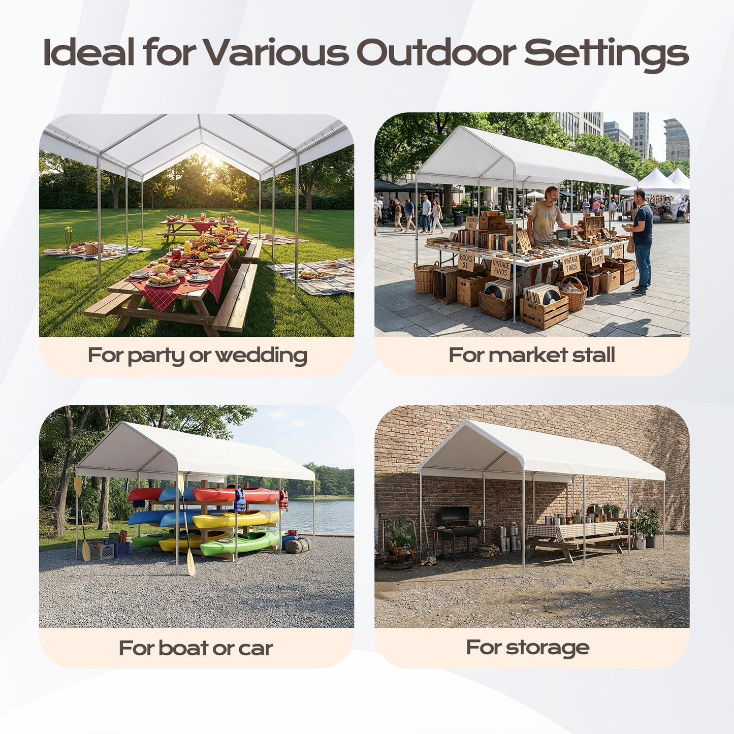 10x20 ft. Carport Replacement Canopy Cover