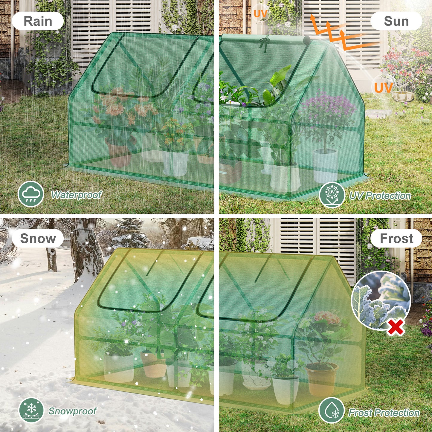 4x2x2 ft. Mini Greenhouse with Zipper Doors, Water Resistant & UV Protected