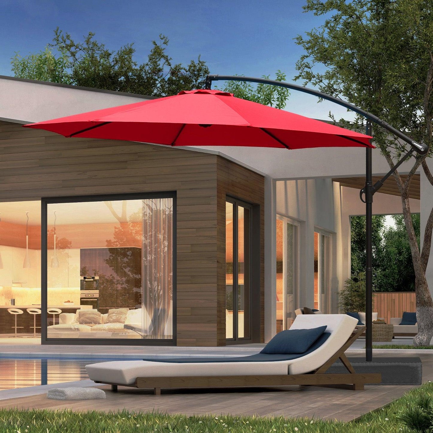 Offset Hanging Umbrella with Base Stand 10 Ft. Patio Umbrella Aoodor