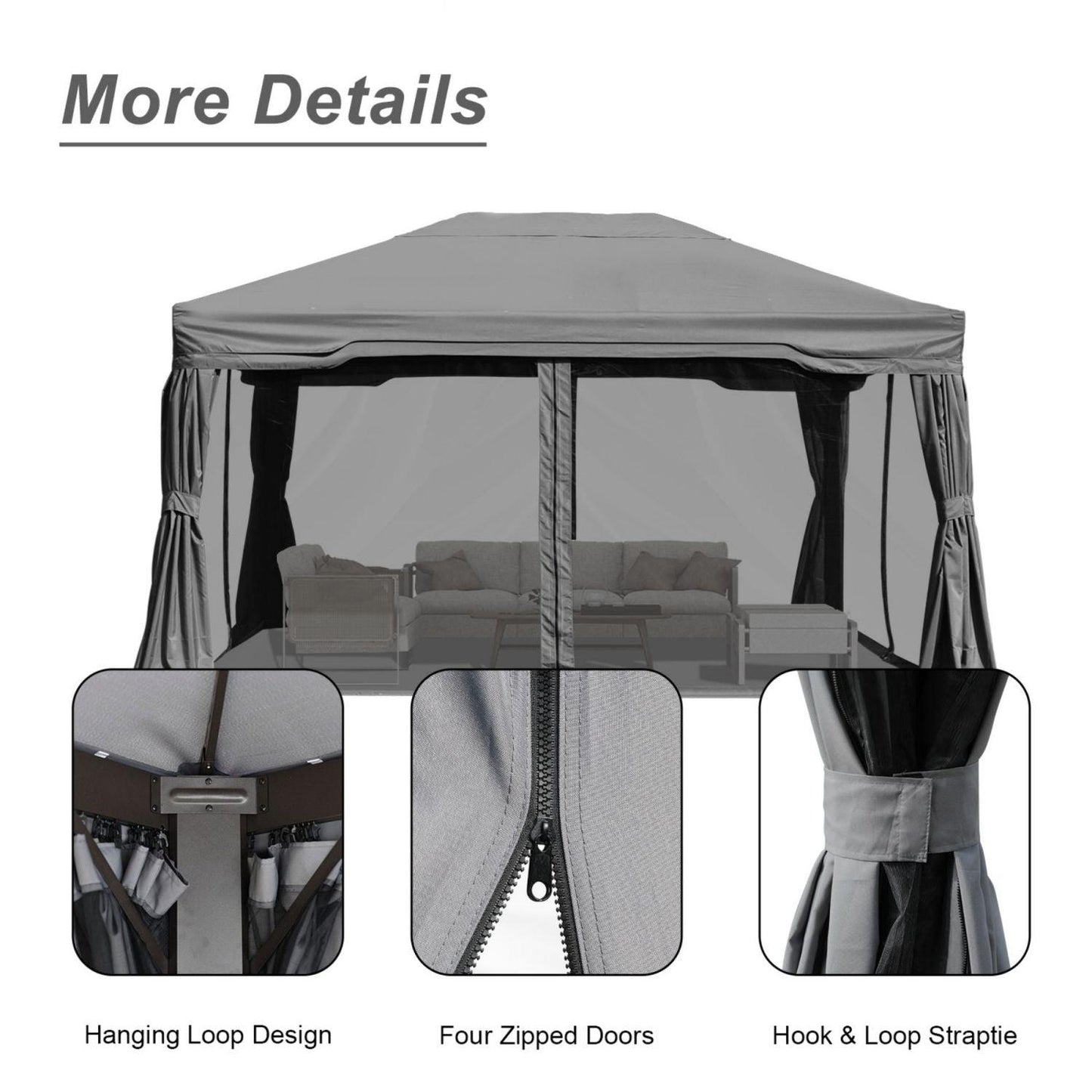 12 x 12 ft. Outdoor Gazebo Tent Canopy Shelter, Aluminum Frame with Privacy Curtain and Netting Gazebo Aoodor LLC