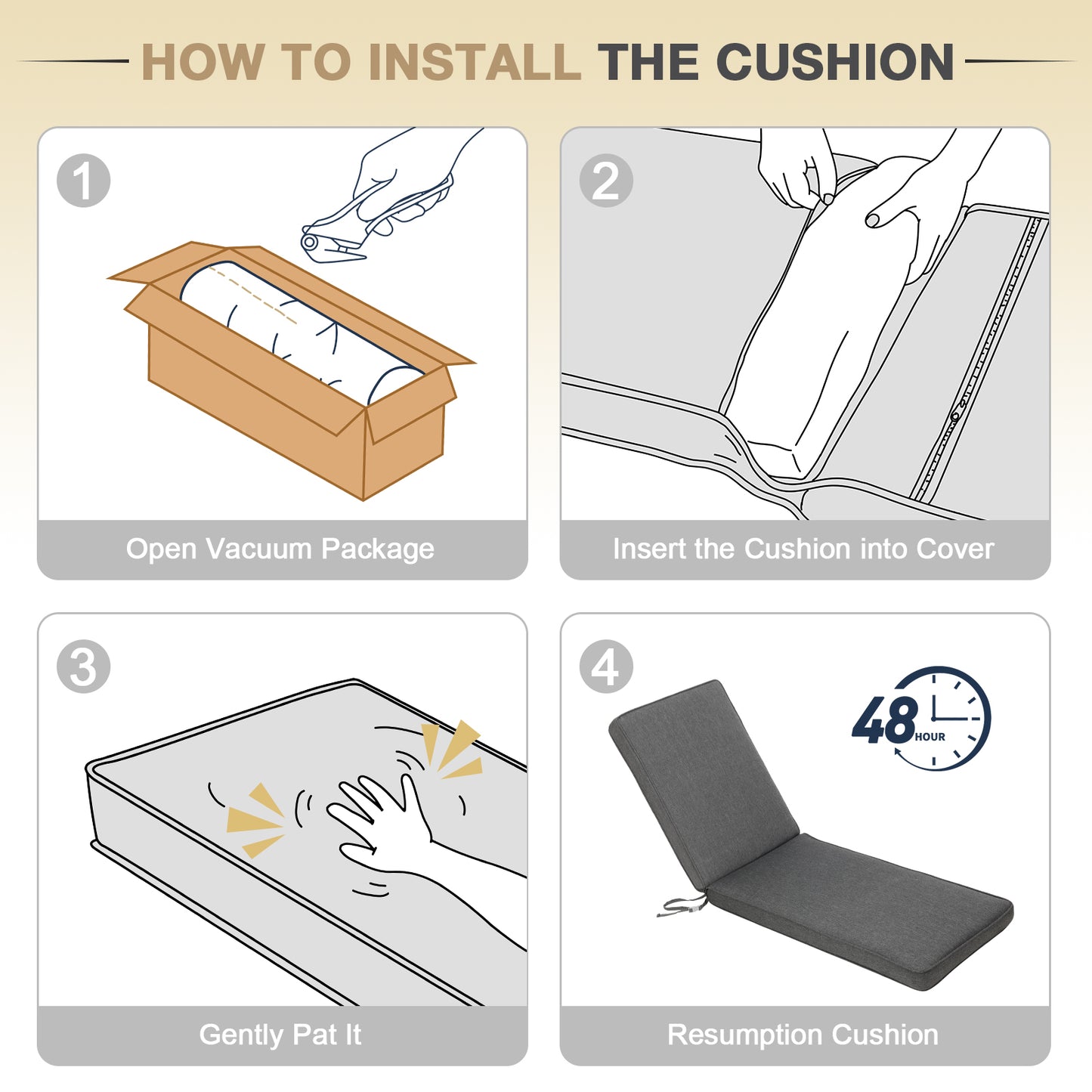 72x21x3 inch Patio Chaise Lounger Cushions Set of 2 - Charcoal