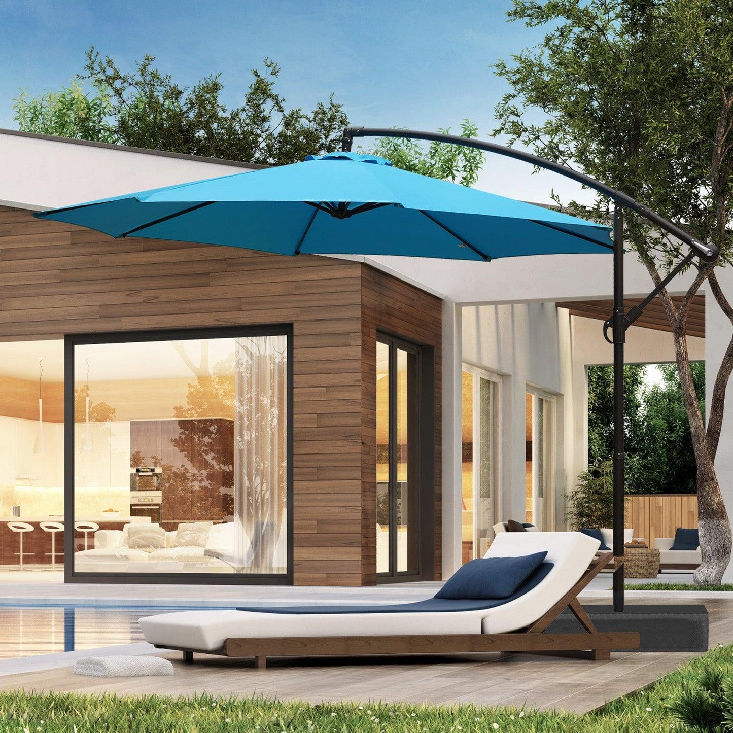 Offset Hanging Umbrella with Base Stand 10 Ft. Patio Umbrella Aoodor