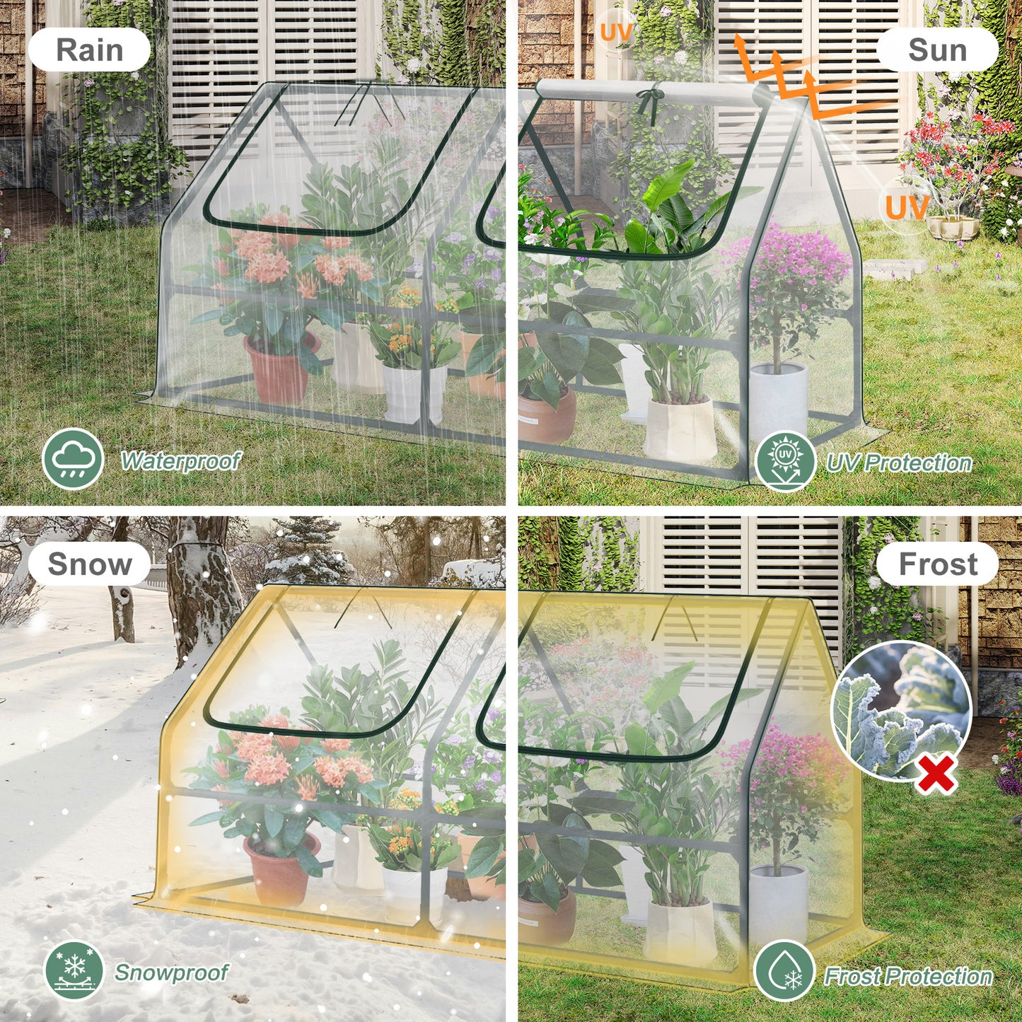 4x2x2 ft. Mini Greenhouse with Zipper Doors, Water Resistant & UV Protected