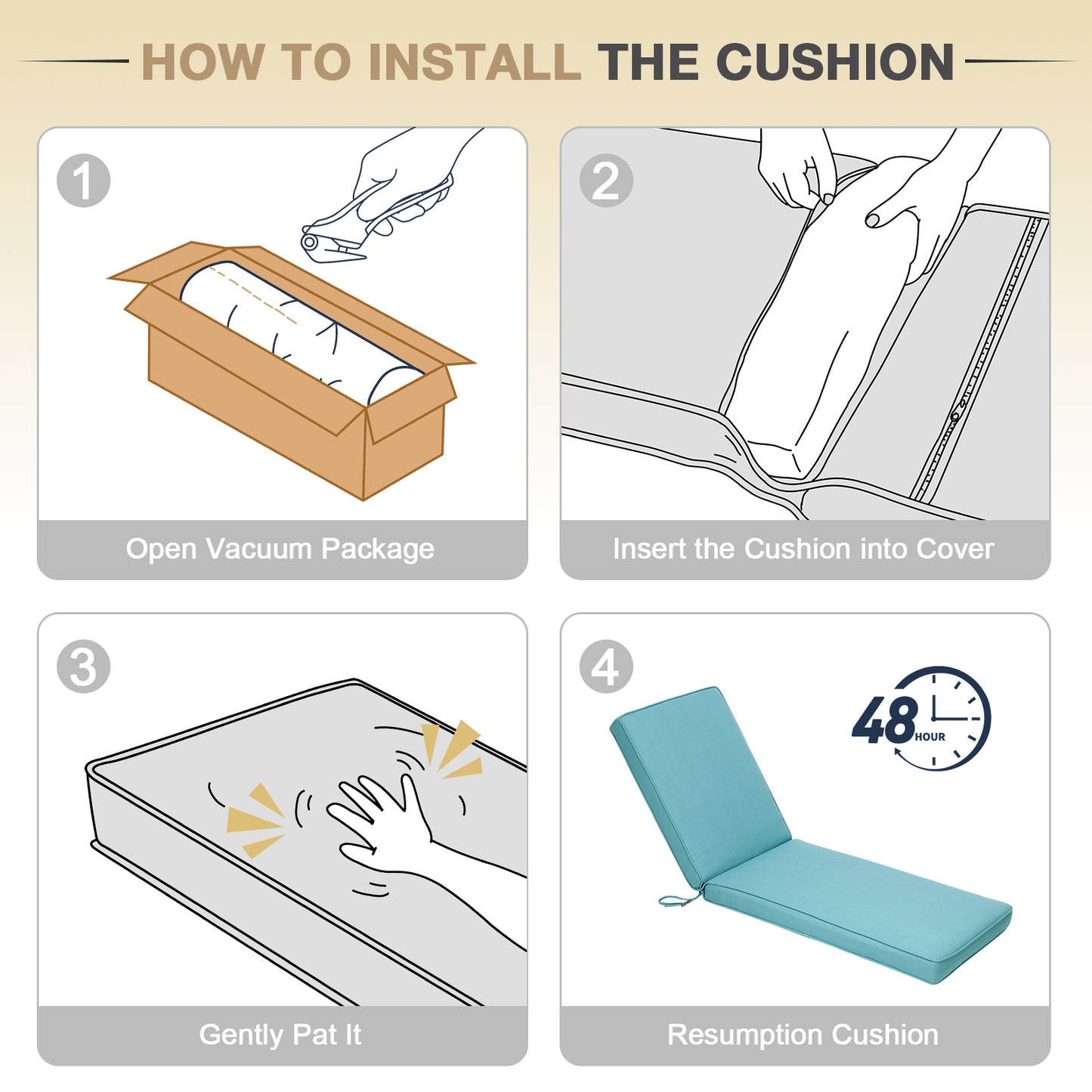 72x21x3 inch Patio Chaise Lounger Cushions Set of 2 - Blue - Aoodor