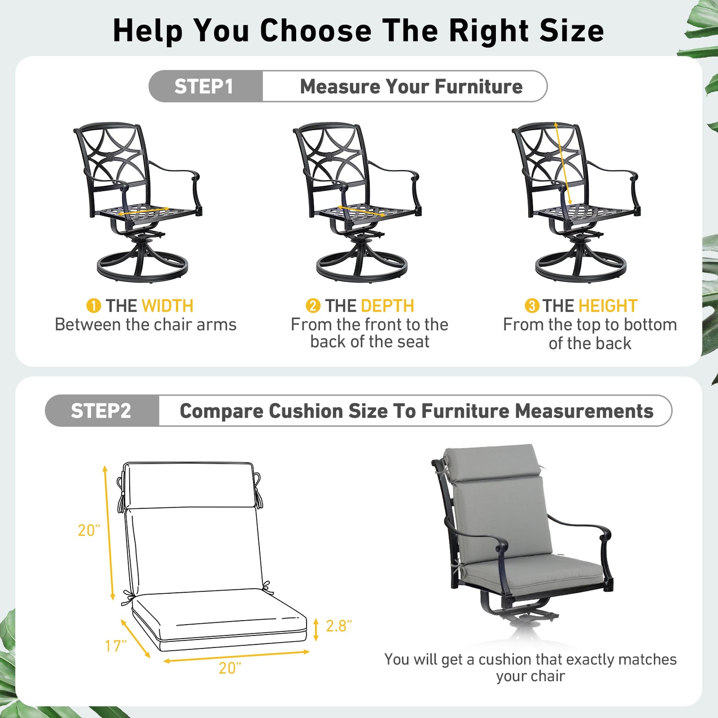 Outdoor Polyester High Back Dining Chair Cushion Set - Gray Aoodor