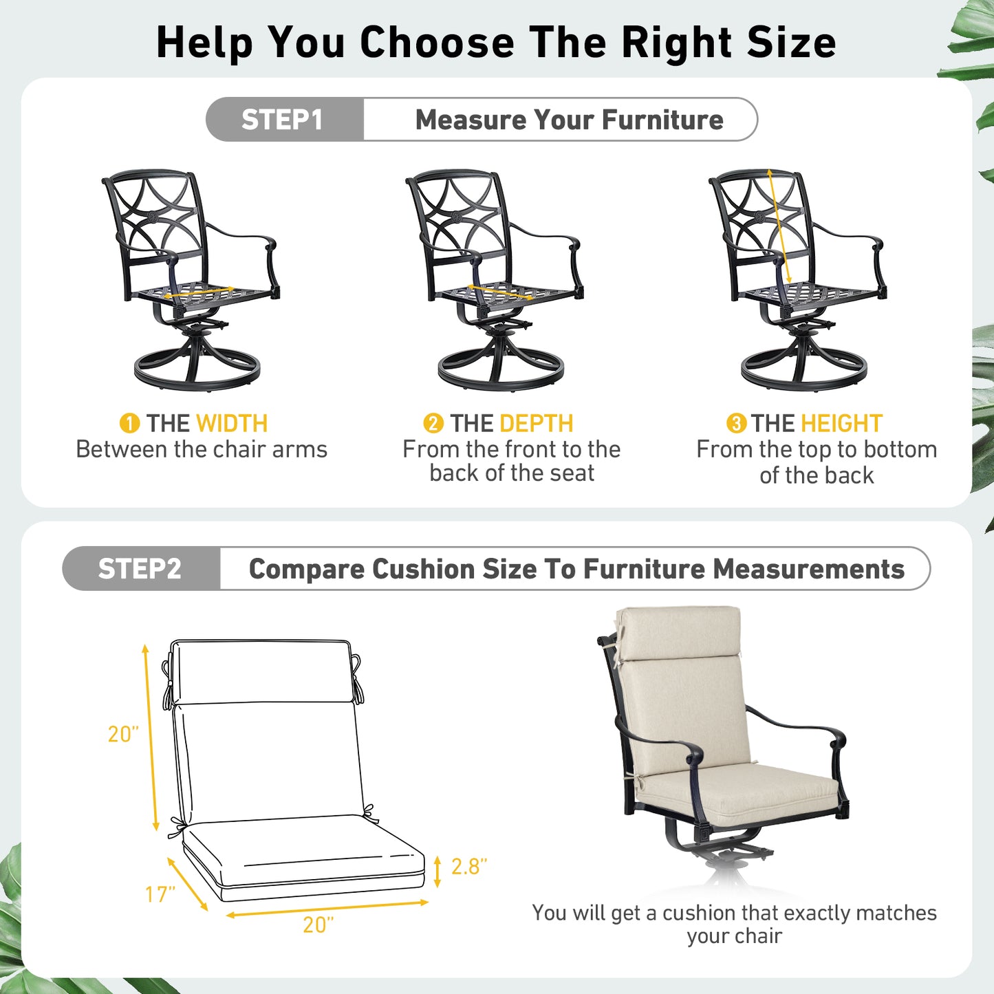 Outdoor High Back Dining Chair Cushion Set, Polyester Fabric, TPU Water Repellent Coating, Light Taupe Aoodor