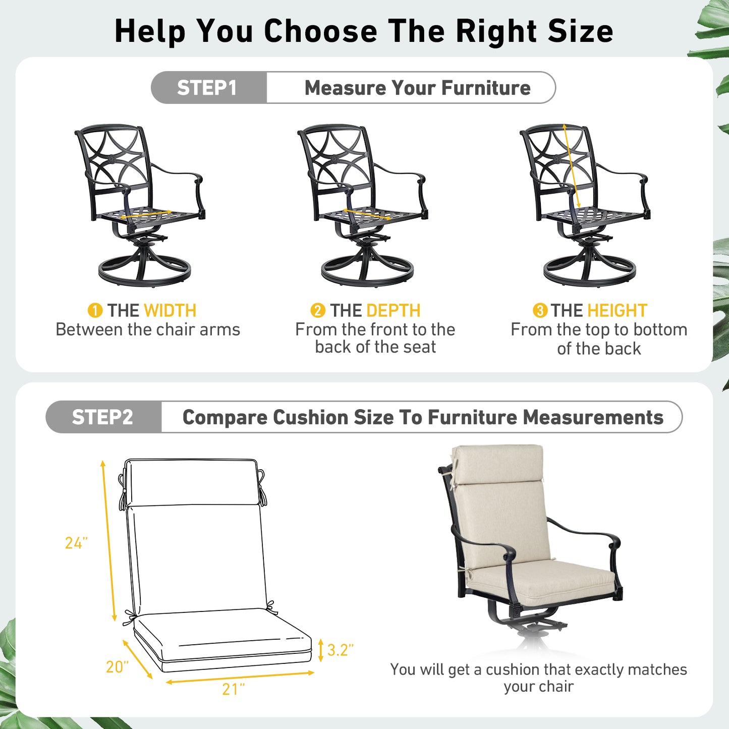 Outdoor High Back Dining Chair Cushion Set, Polyester Fabric, TPU Water Repellent Coating, Light Taupe