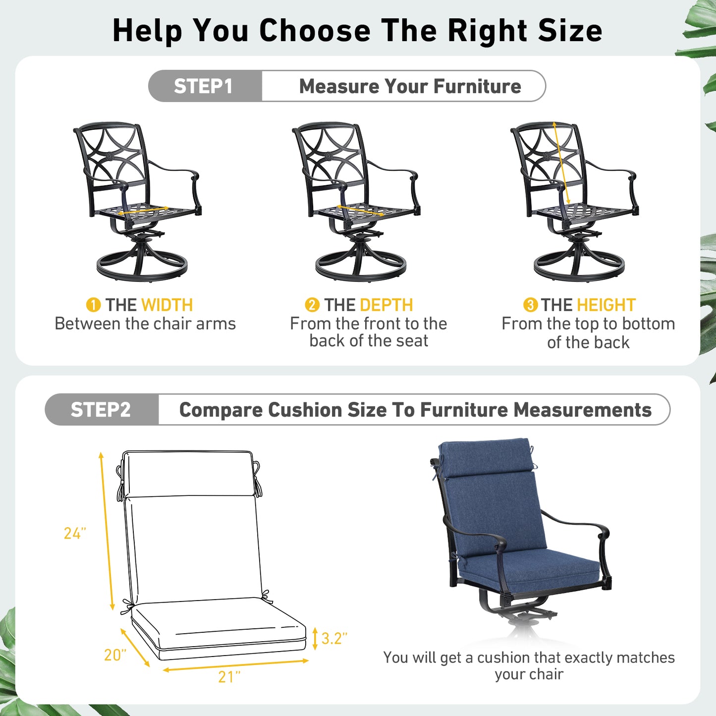 Outdoor High Back Dining Chair Cushion Set, Polyester Fabric, TPU Water Repellent Coating, Navy Blue Aoodor